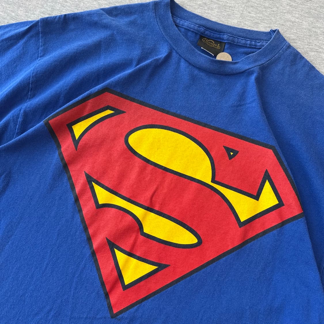 90년대 빈티지 체인지스 슈퍼맨 로고 티셔츠 XL, 블루, 싱글스티치 상품이미지2