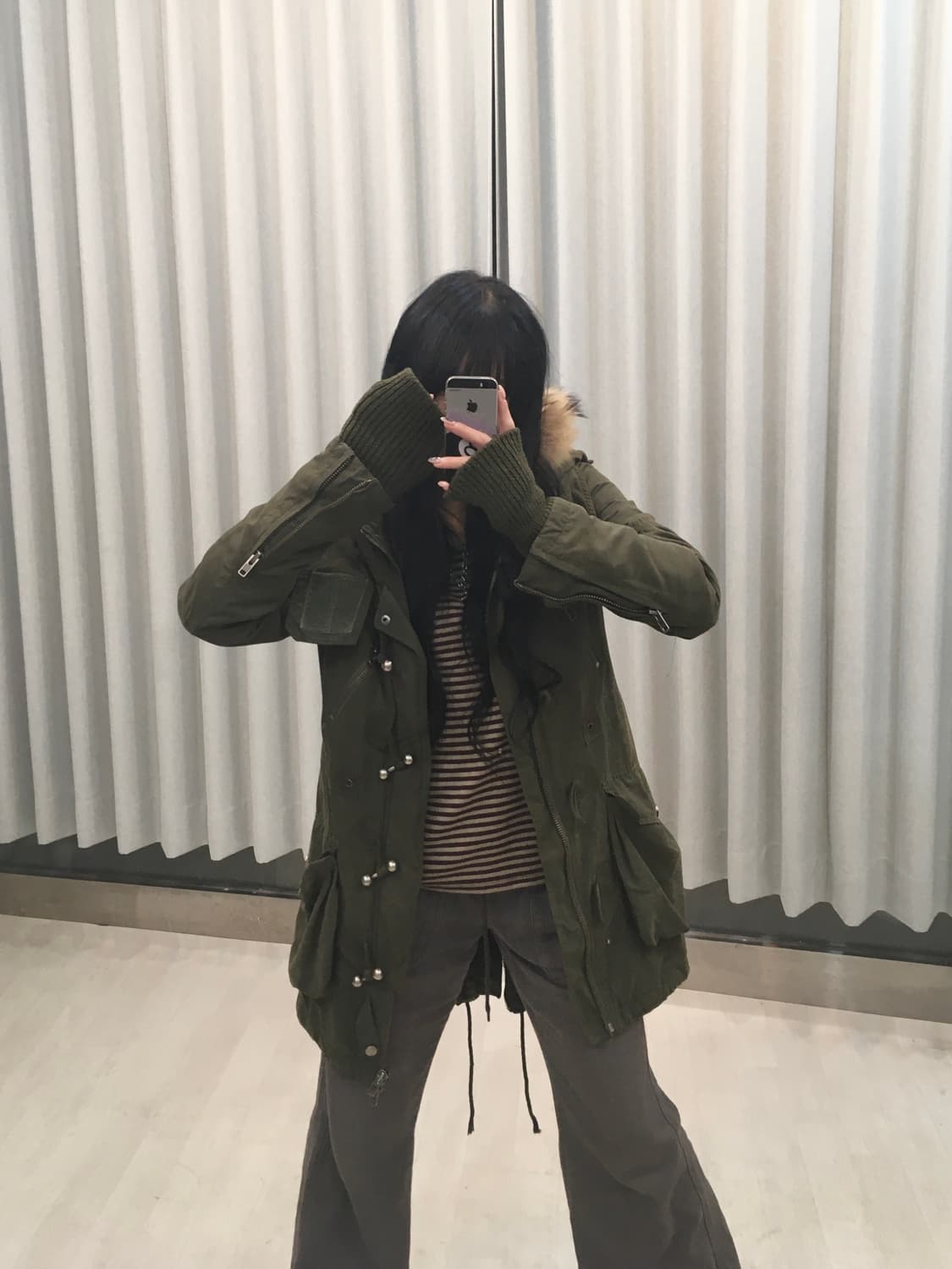 빈티지 퍼 토글 야상 사파리 자켓 상품이미지1