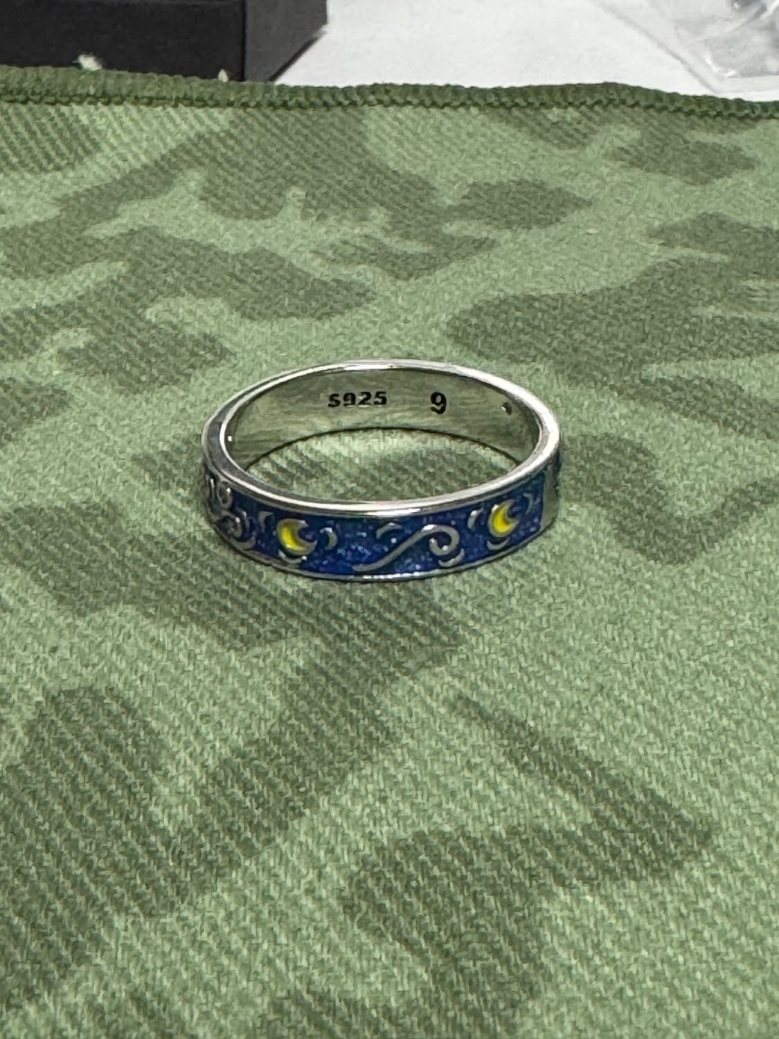 반고흐의 달이 보이는 밤 S925 스틸 반지 19호(내경 19mm) 상품이미지5