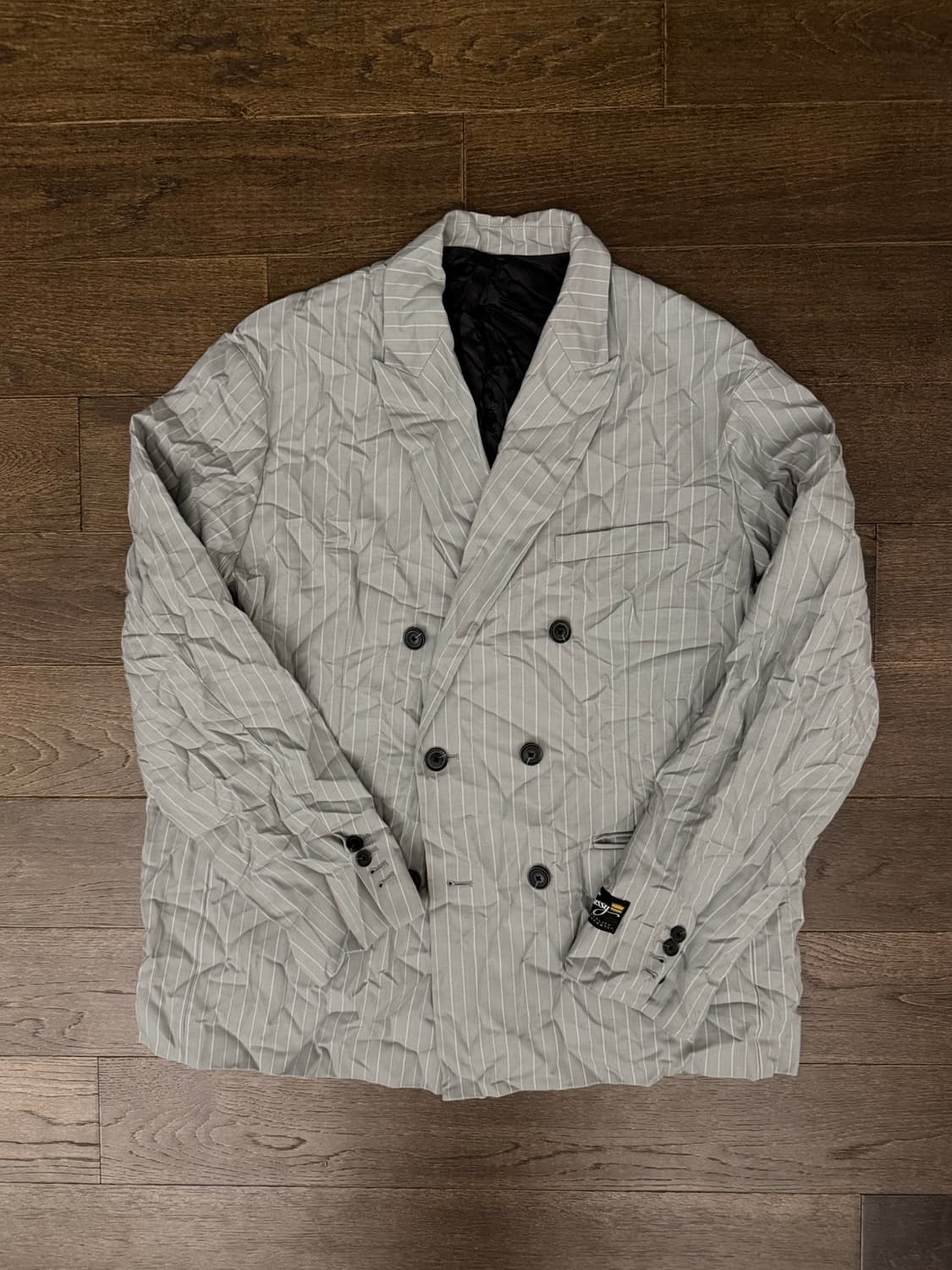 [스투시]더블브레스티드 수트_그레이 핀스트라이프 링클드_셋업 상품이미지3