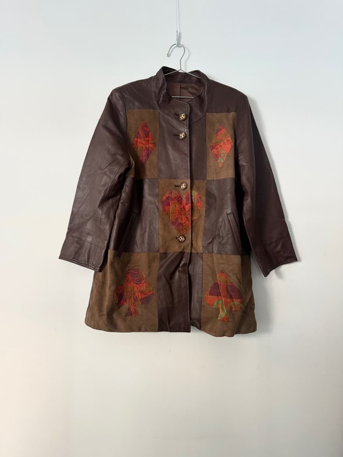 Suits symbol patch leather jacket / brow 상품이미지1