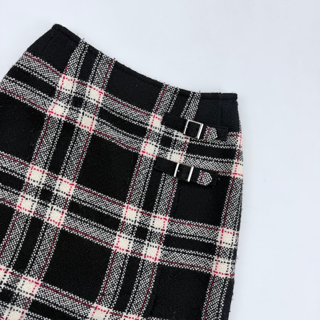 꾸레쥬 울 체크스커트 상품이미지2