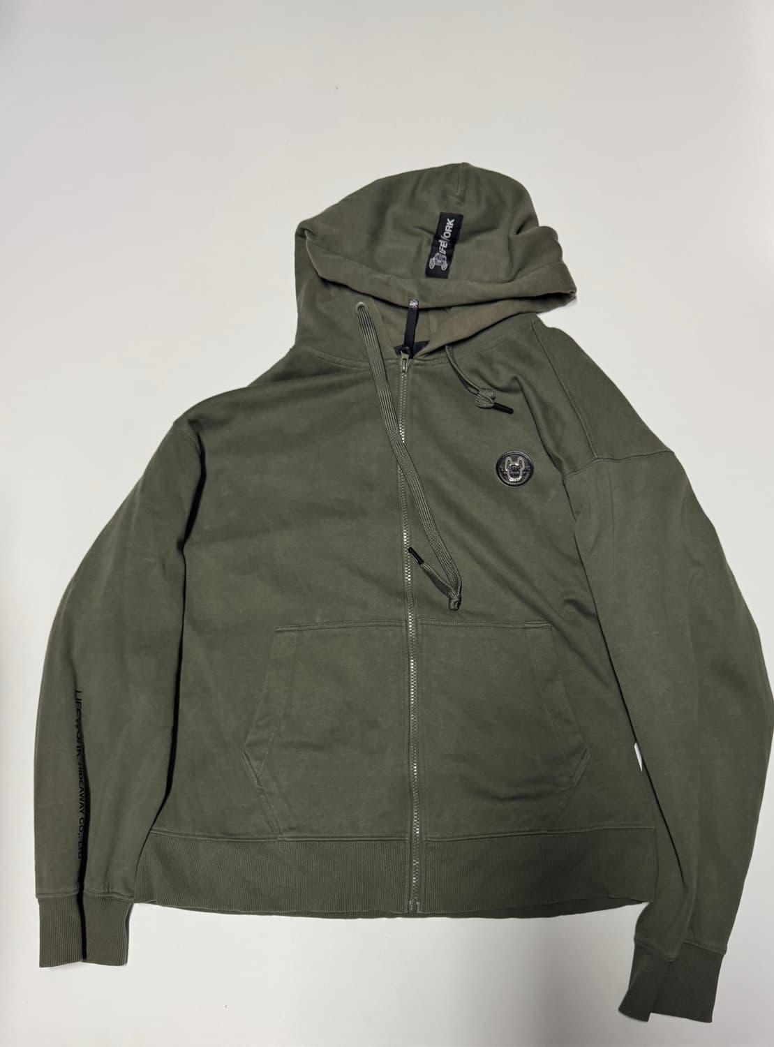 라이프워크 라독 레더 오버핏 후드집업 카키 L 상품이미지1