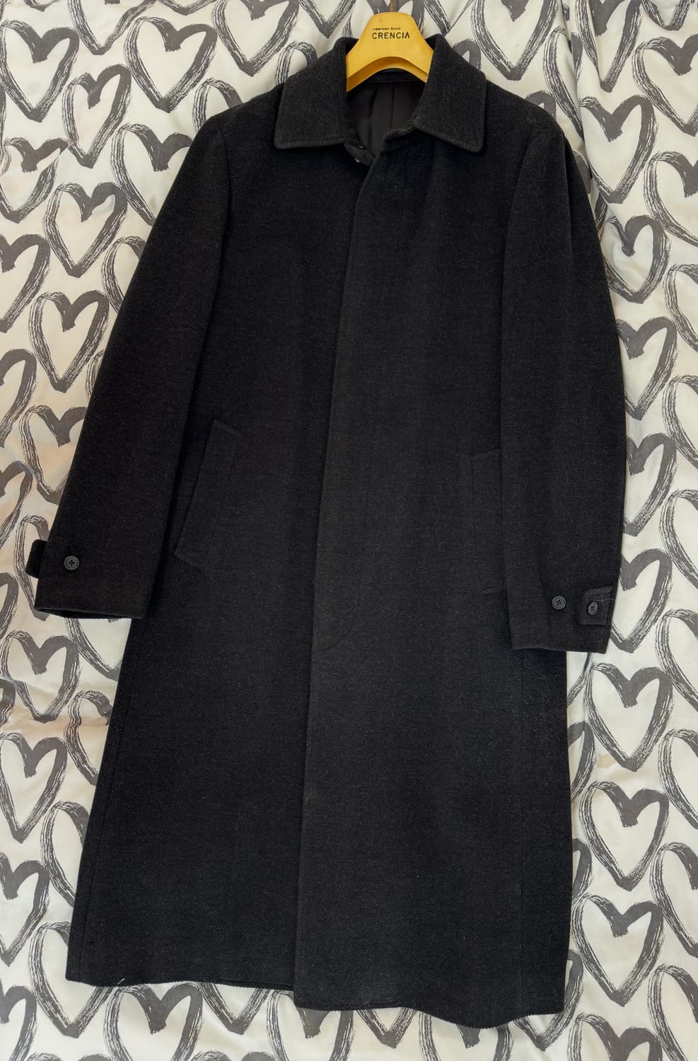 일본 TETE HOMME 울 100% 히든 싱글 롱 코트 / L-XL 상품이미지1