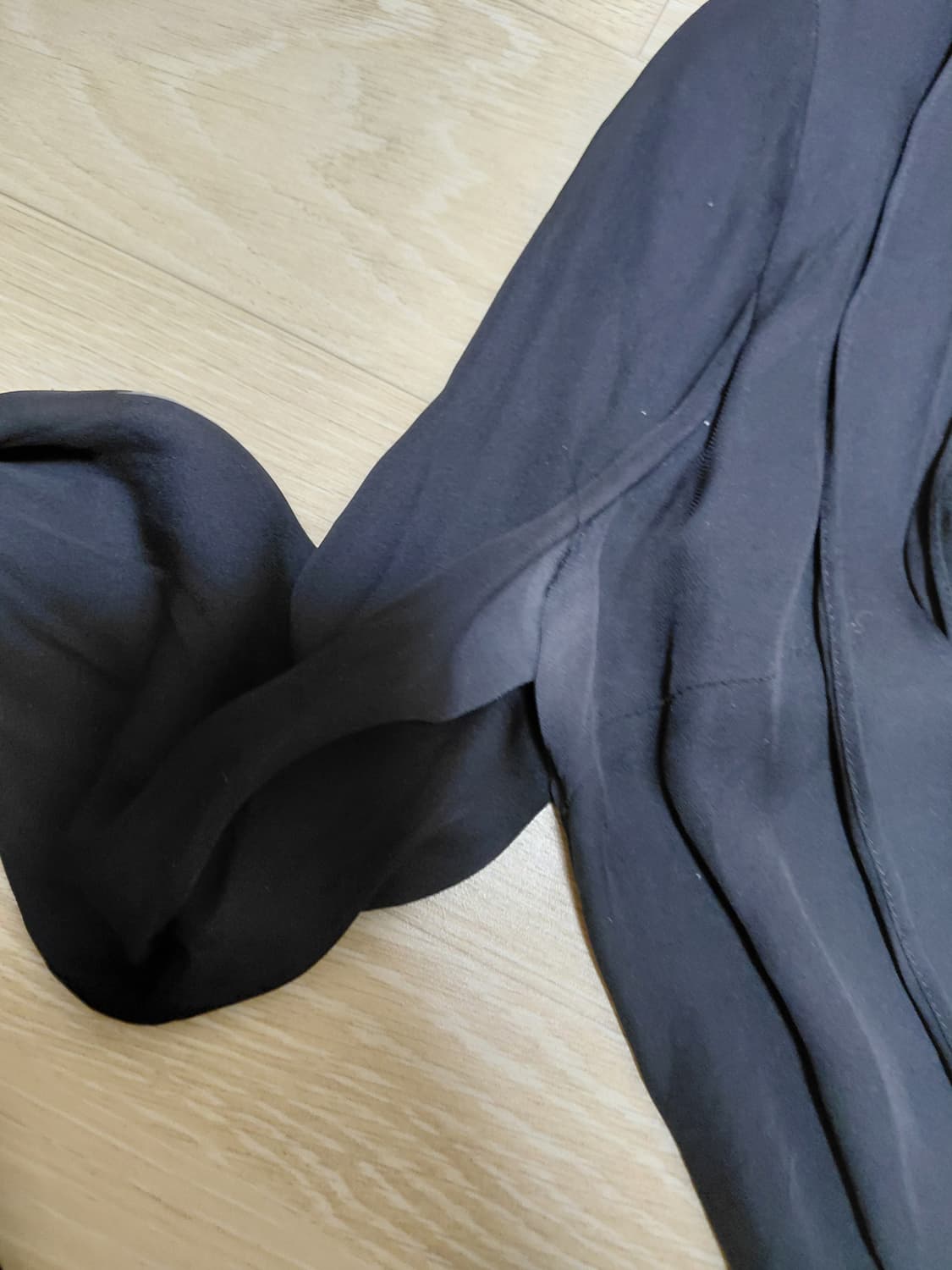 TIME 실크 블랙 고딕 고스 로맨틱 시스루 카라 포인트 블라우스 상품이미지4