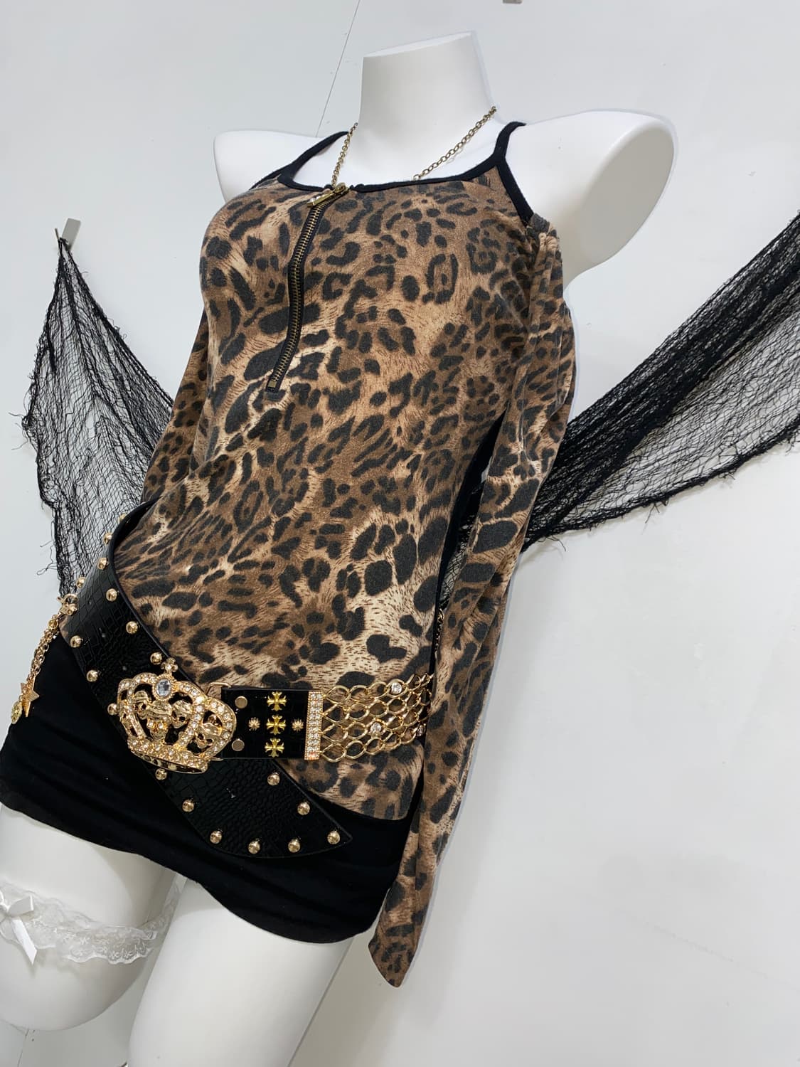 ꒰ঌ LA*BUS 오네갸루 레오파드 오프숄더 롱슬리브 ໒꒱ 상품이미지4