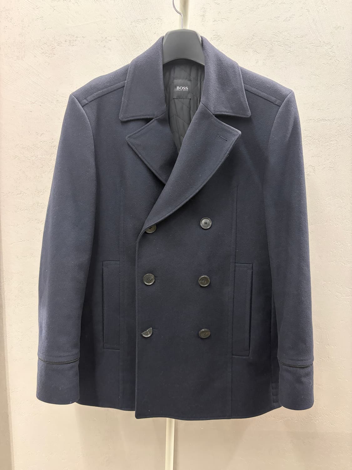 BOSS 더블 브레스티드 울 피코트 네이비 40R 상품이미지2