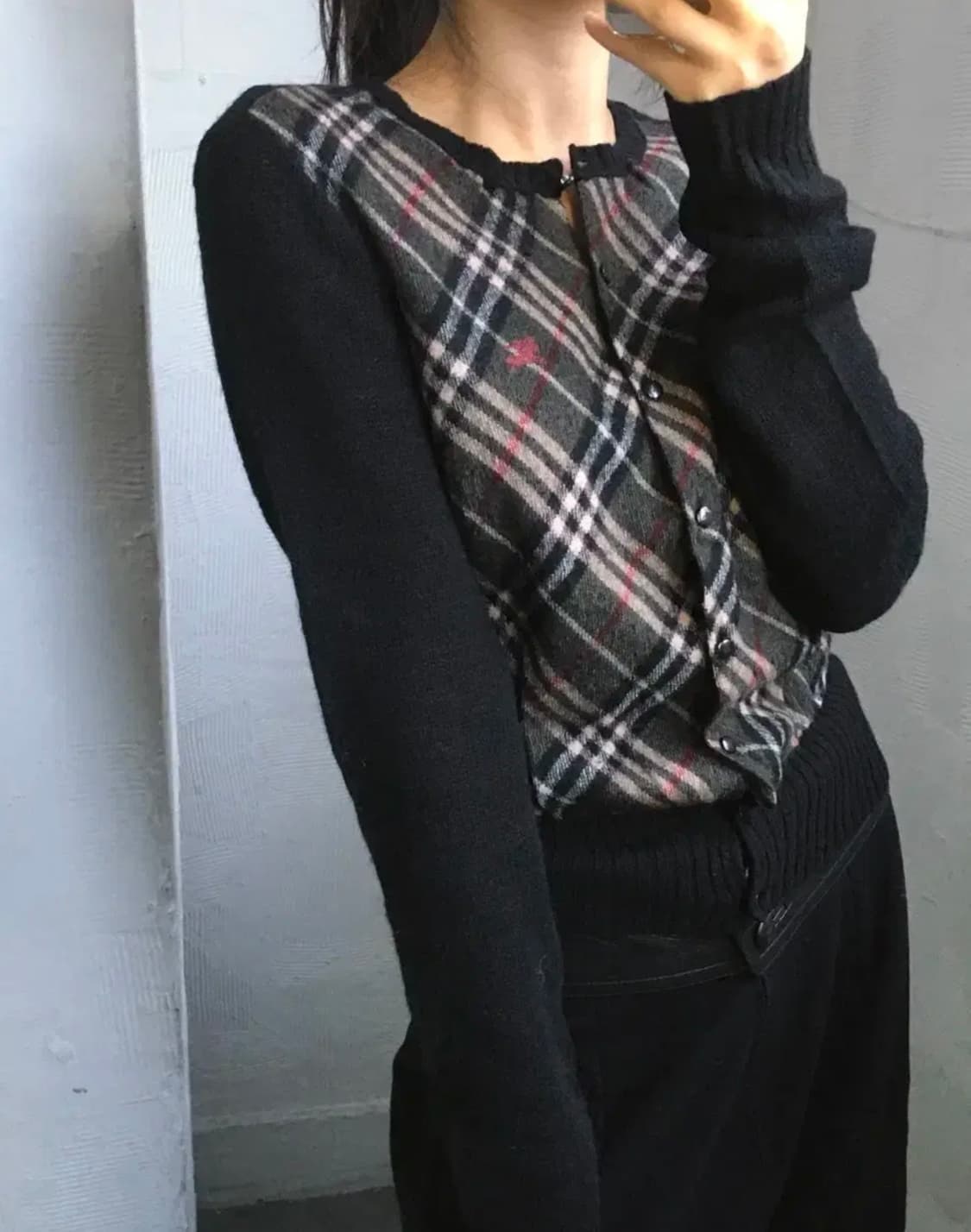 (정품) Burberry 버버리 블루 라벨 체크 니트 가디건 상품이미지3