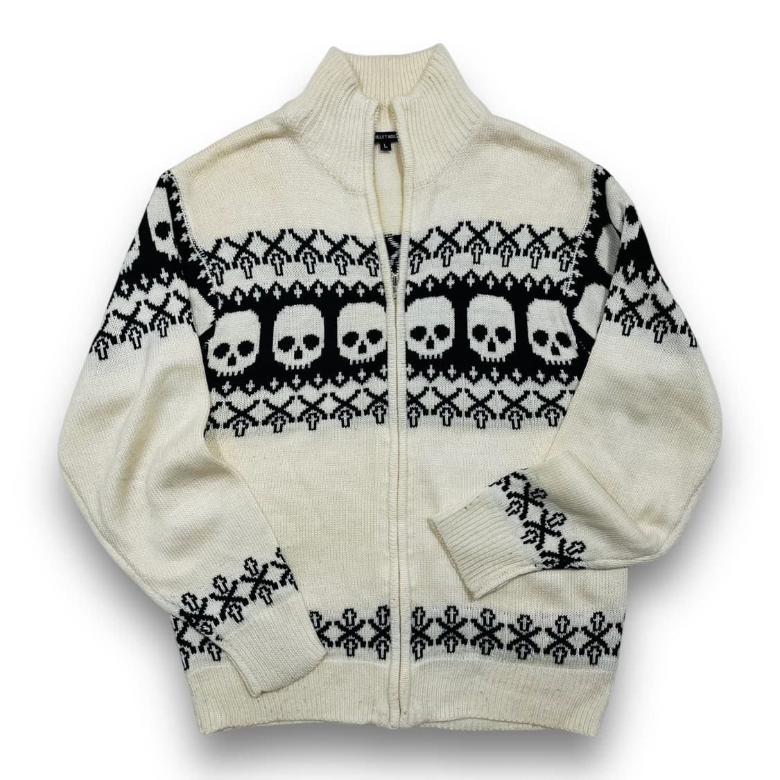 BULET NOISE Skull Cross knit zip-up 상품이미지1