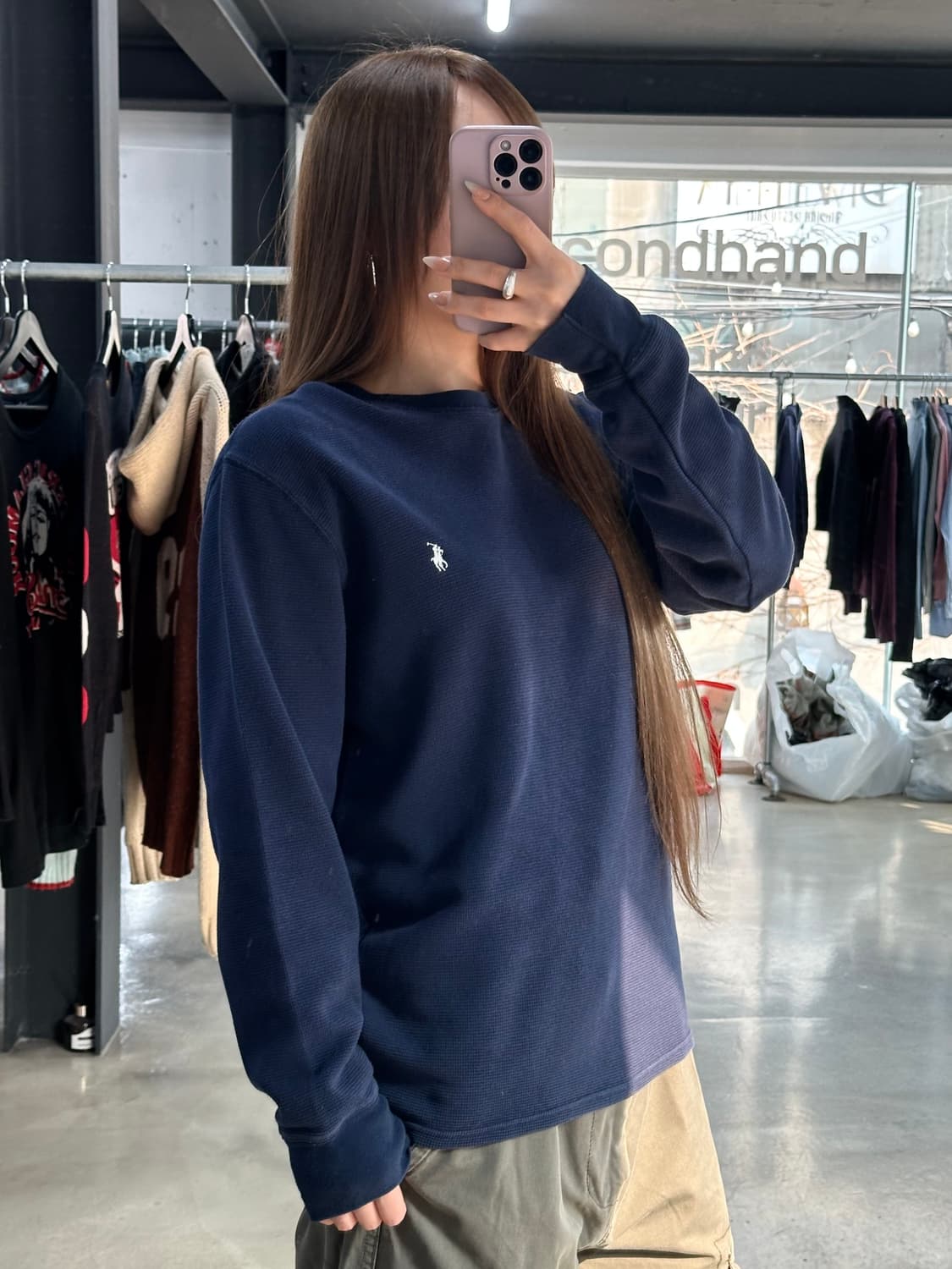 폴로랄프로렌 와플 니트 롱슬리브 네이비 상품이미지1