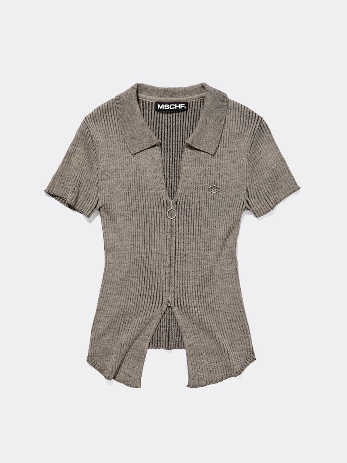 미스치프 니티드 투톤 셔츠 숏슬리브 베이지 블랙 s 상품이미지1