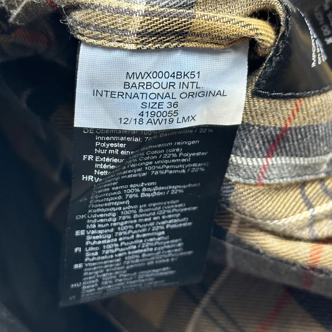 BarBour 바버 인터내셔널 벨티드 왁스자켓 36 상품이미지9