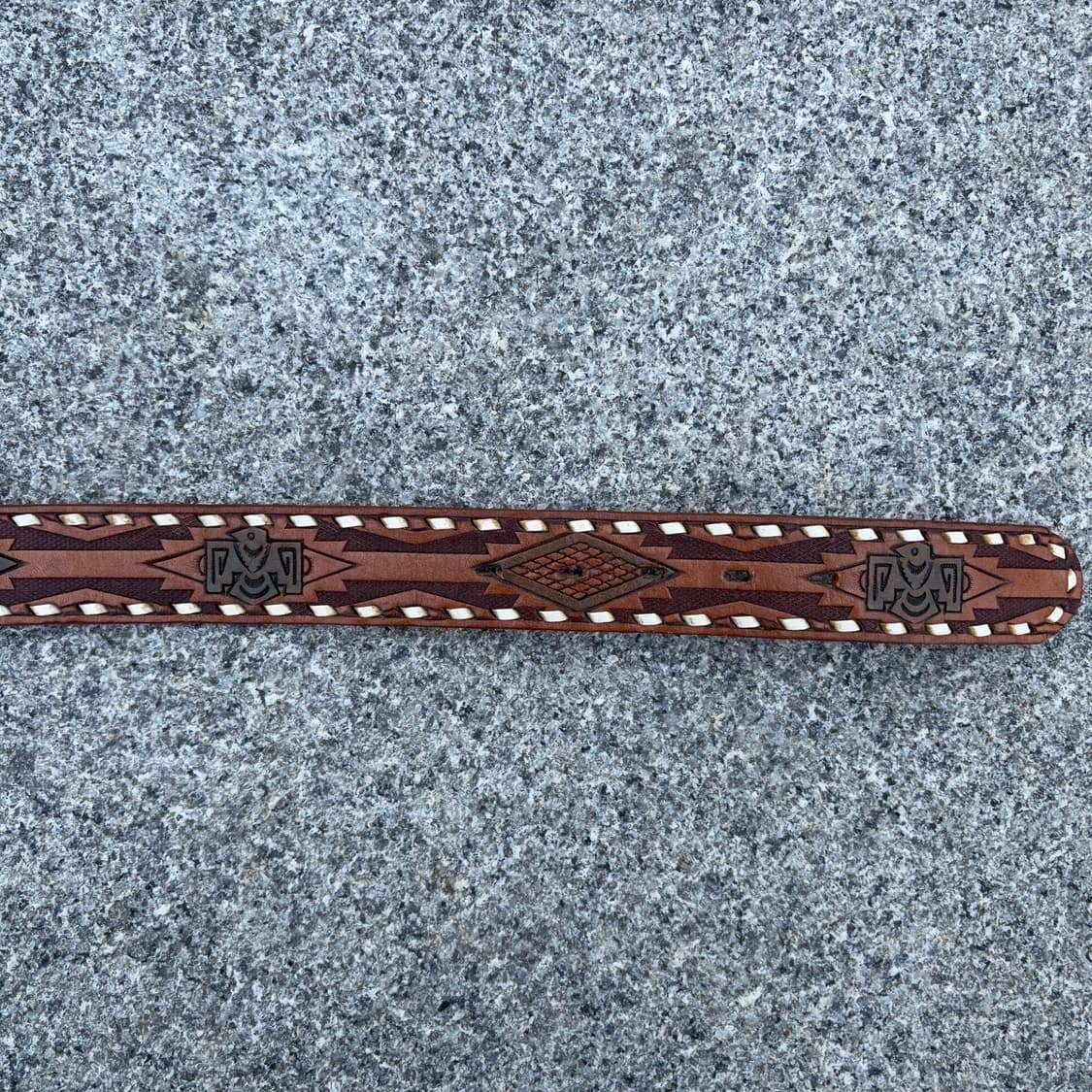 90s USA 밀러 Miller 웨스턴 웨어 카빙 레더 벨트(버클포함) 상품이미지7