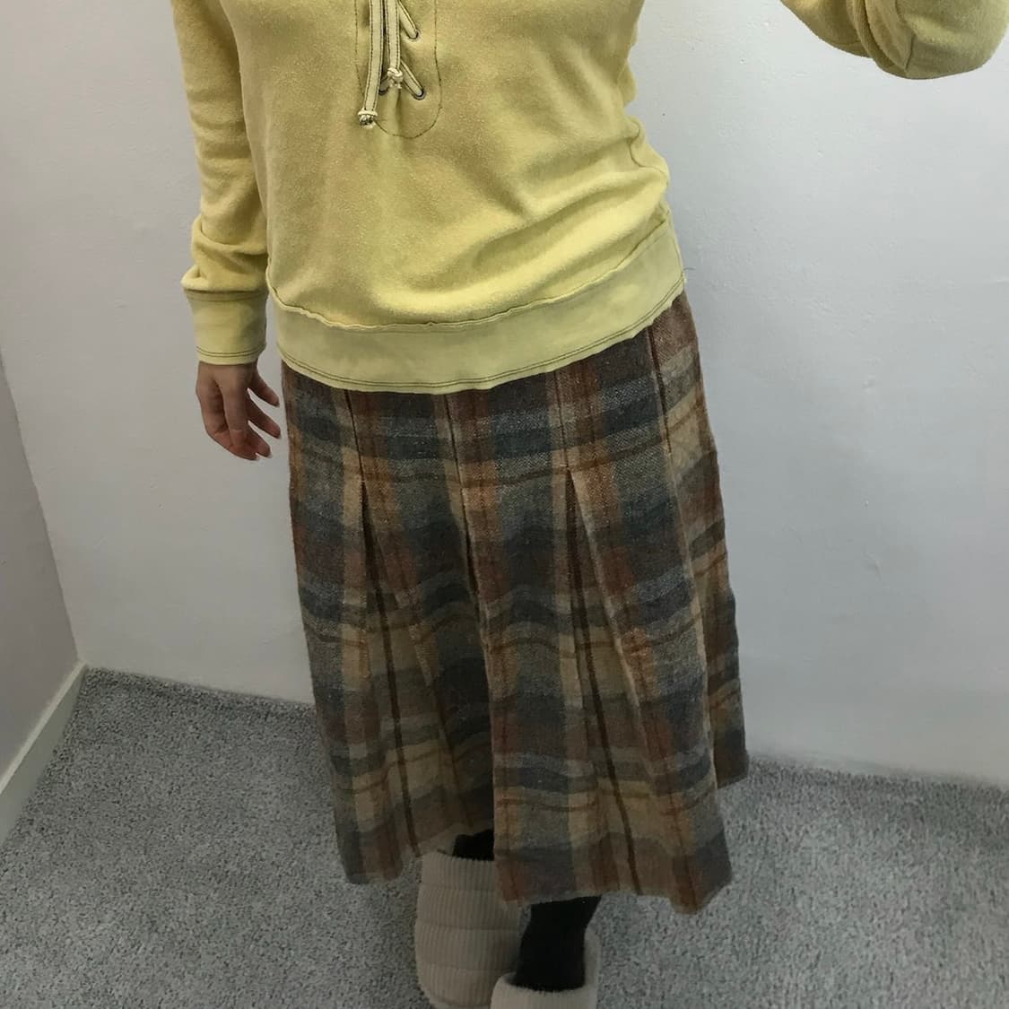 체크 플리츠 미디스커트 상품이미지2