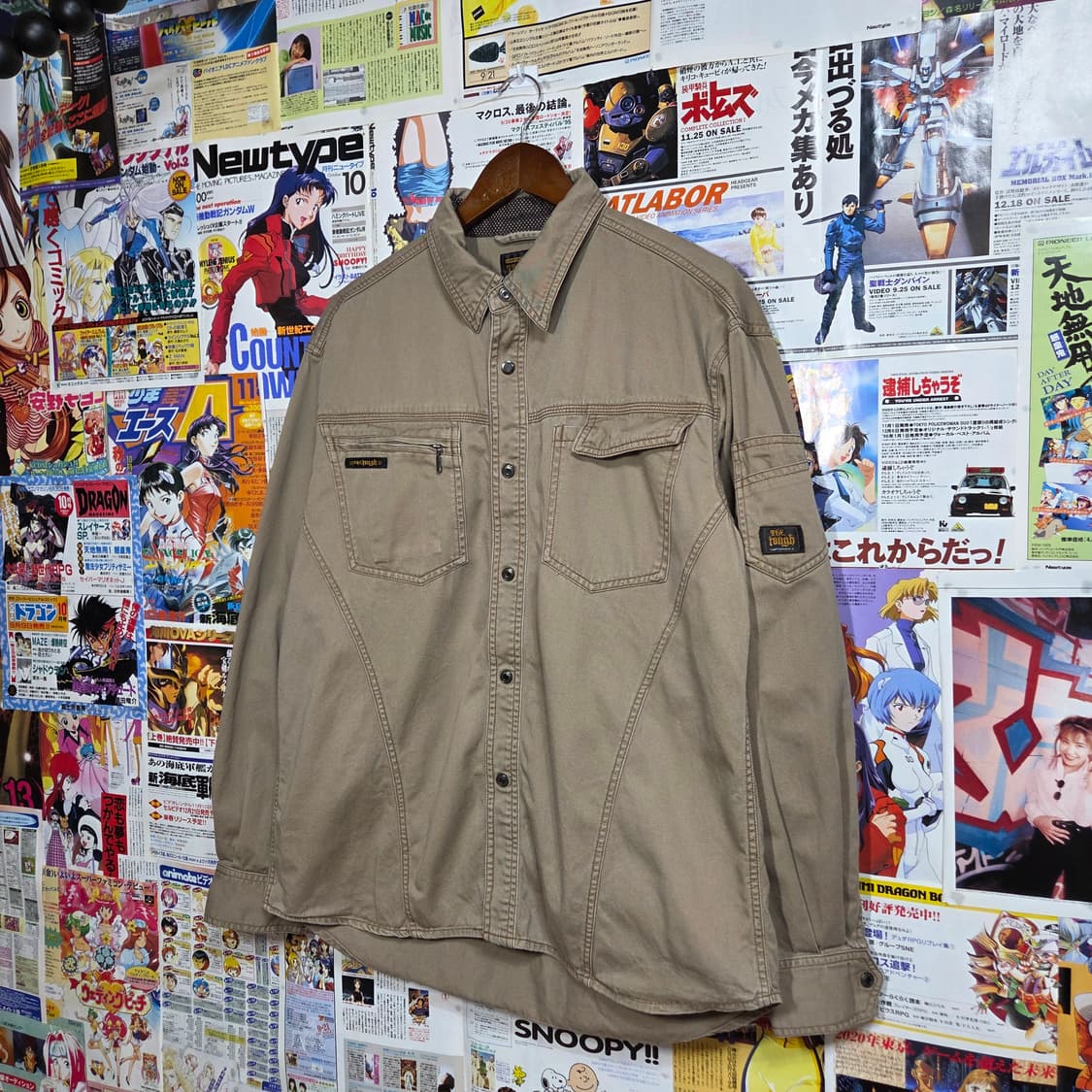 JPN 절개라인 투포켓 브라운 워크 셔츠 상품이미지2