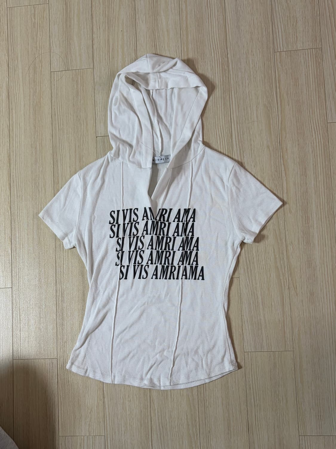 화이트 후드 레터링 반팔티 상품이미지1