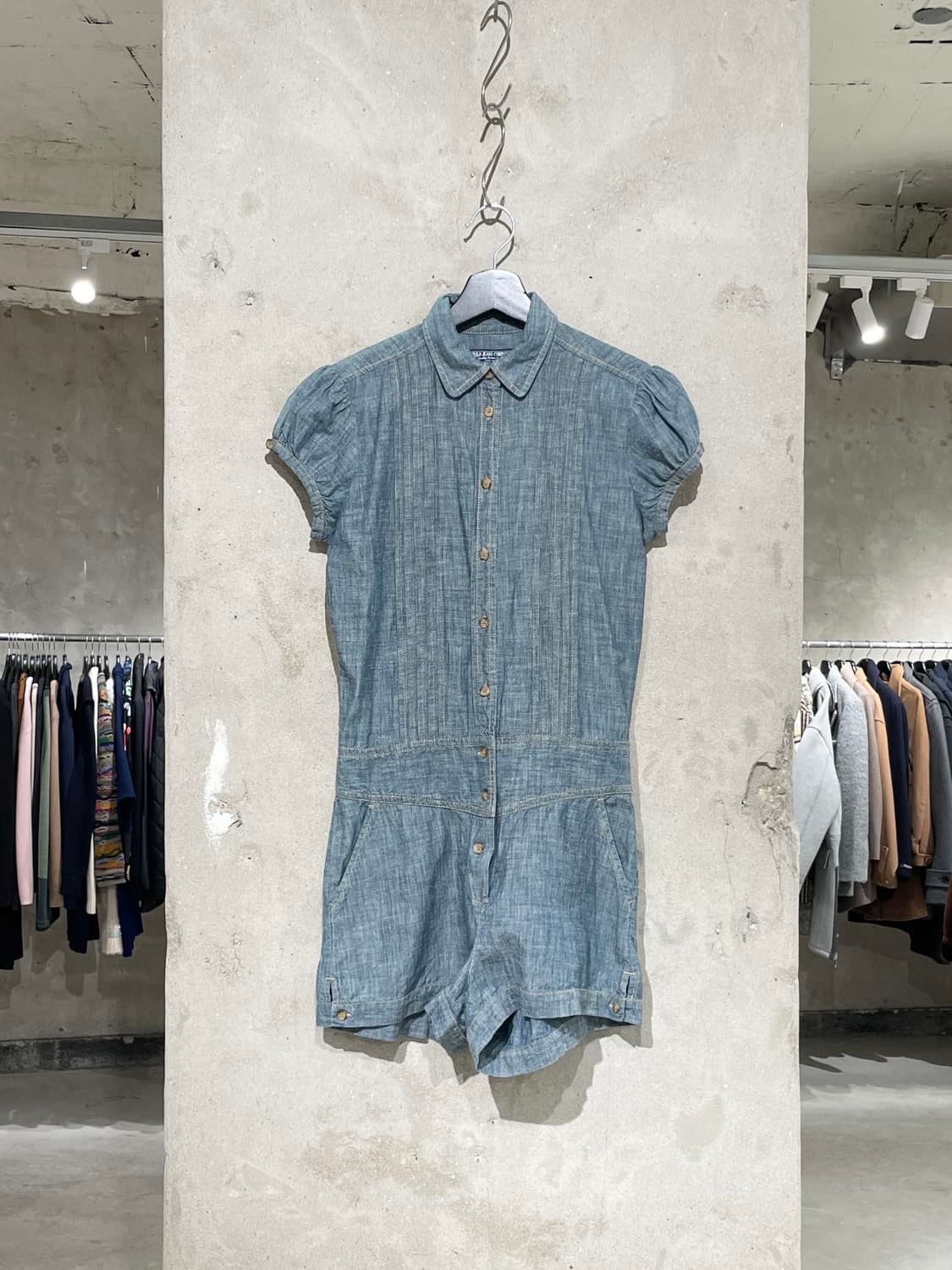 폴로 진스 연청 버튼 데님 오버롤 상품이미지1