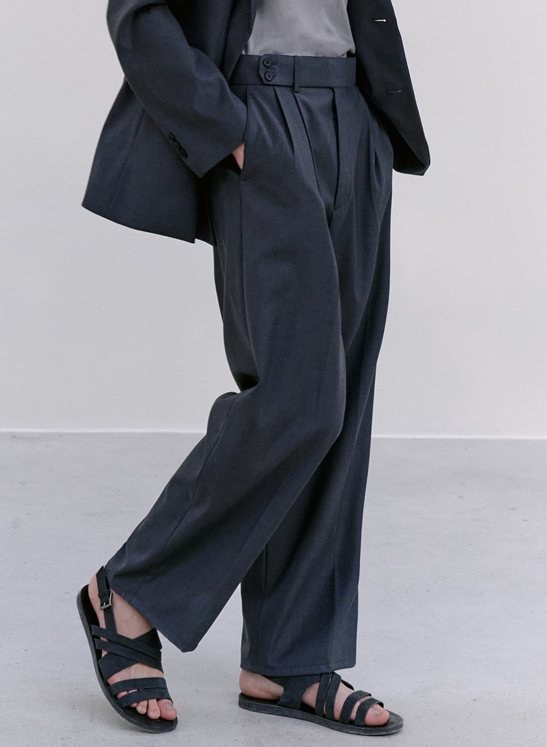 아르반 투버튼 벌룬 슬랙스 블랙/그레이 일괄 판매 상품이미지1