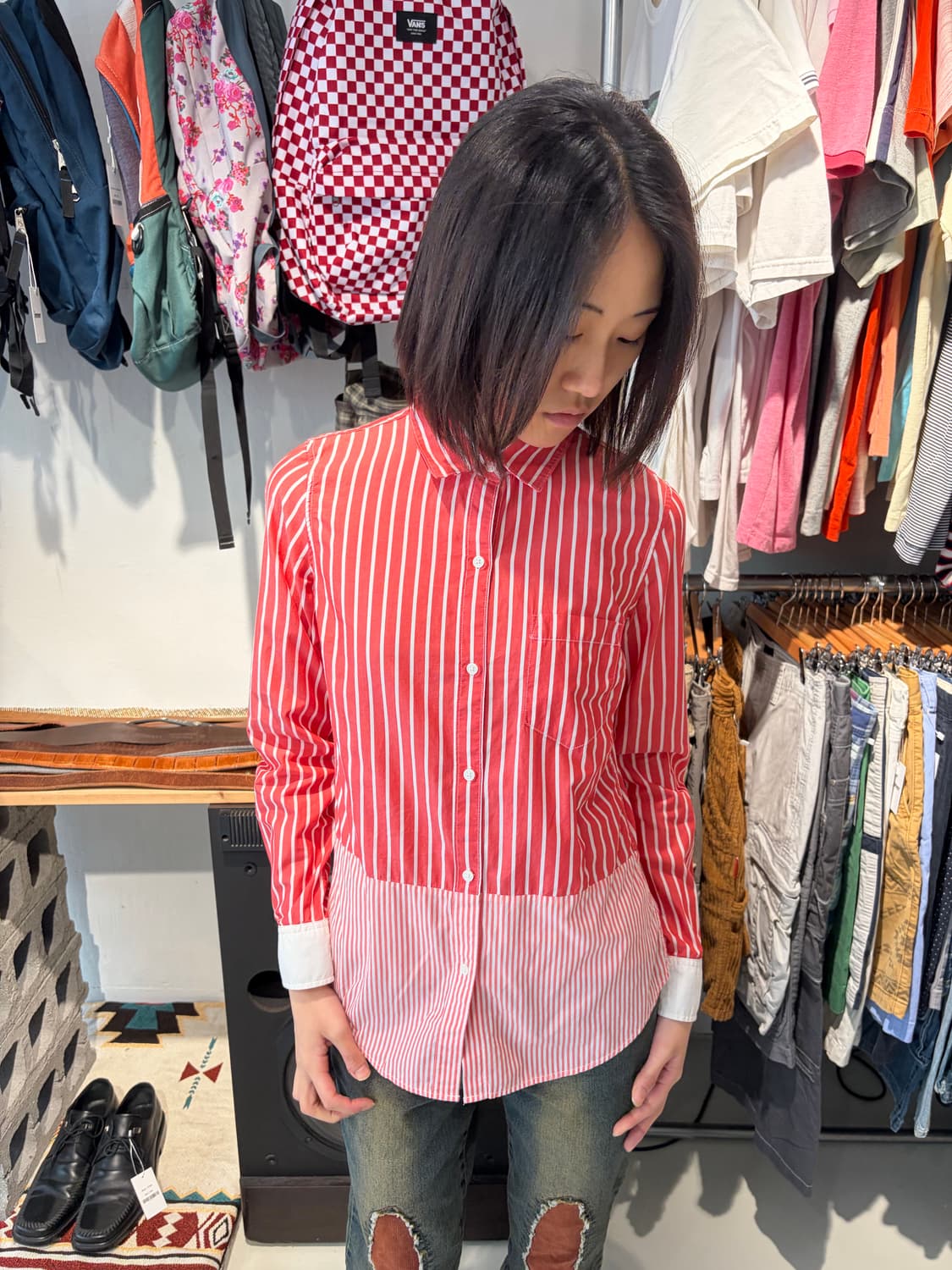 Gap 핑크 스트라이프 버튼 셔츠 XS 상품이미지2