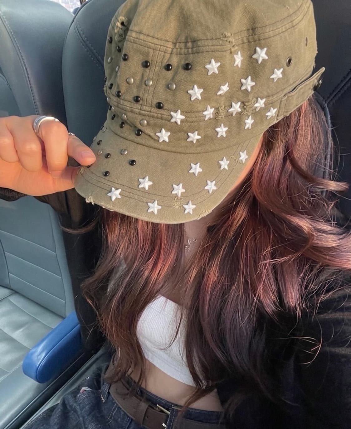 펑크 갸루y2k 스타 파츠 스터드 밴딩 캡 상품이미지1