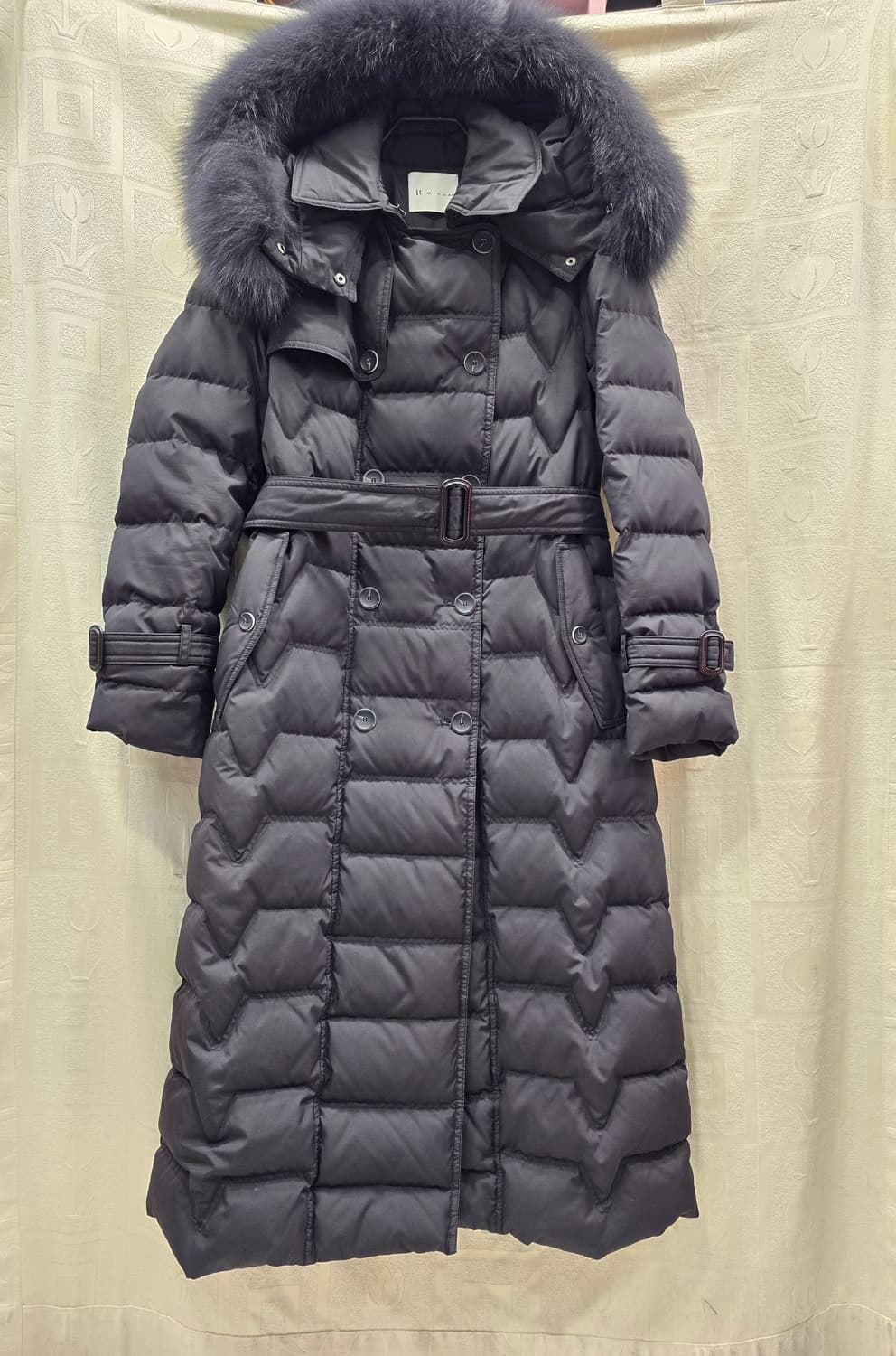 거의새거) 잇미샤 폭스퍼 후드 트리밍 더블버트 구스다운 롱패딩 S 상품이미지1