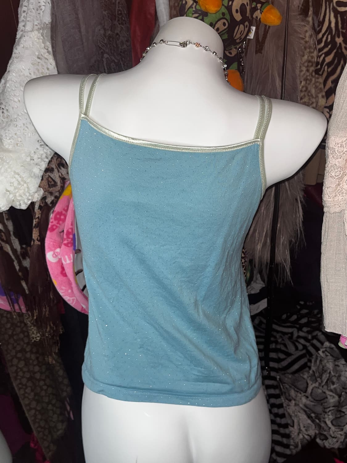 y2k 민트 실버 글리터 땡땡이 슬리브리스 상품이미지3