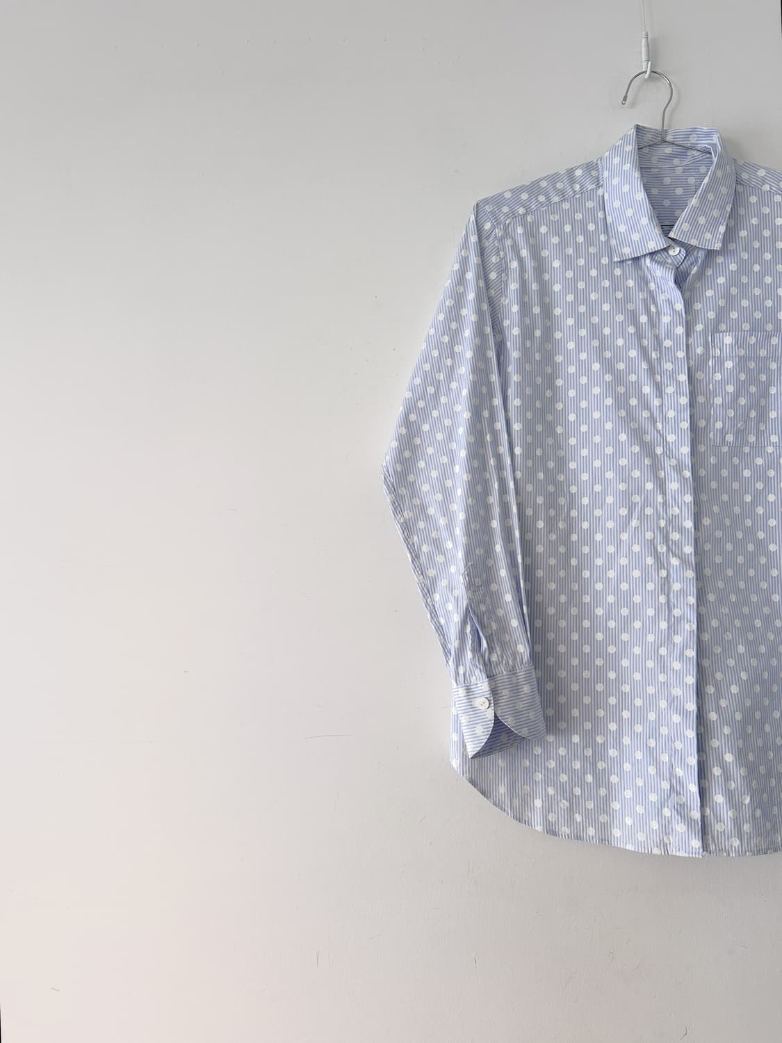 Dot pattern stripe shirt / skyblue 상품이미지2