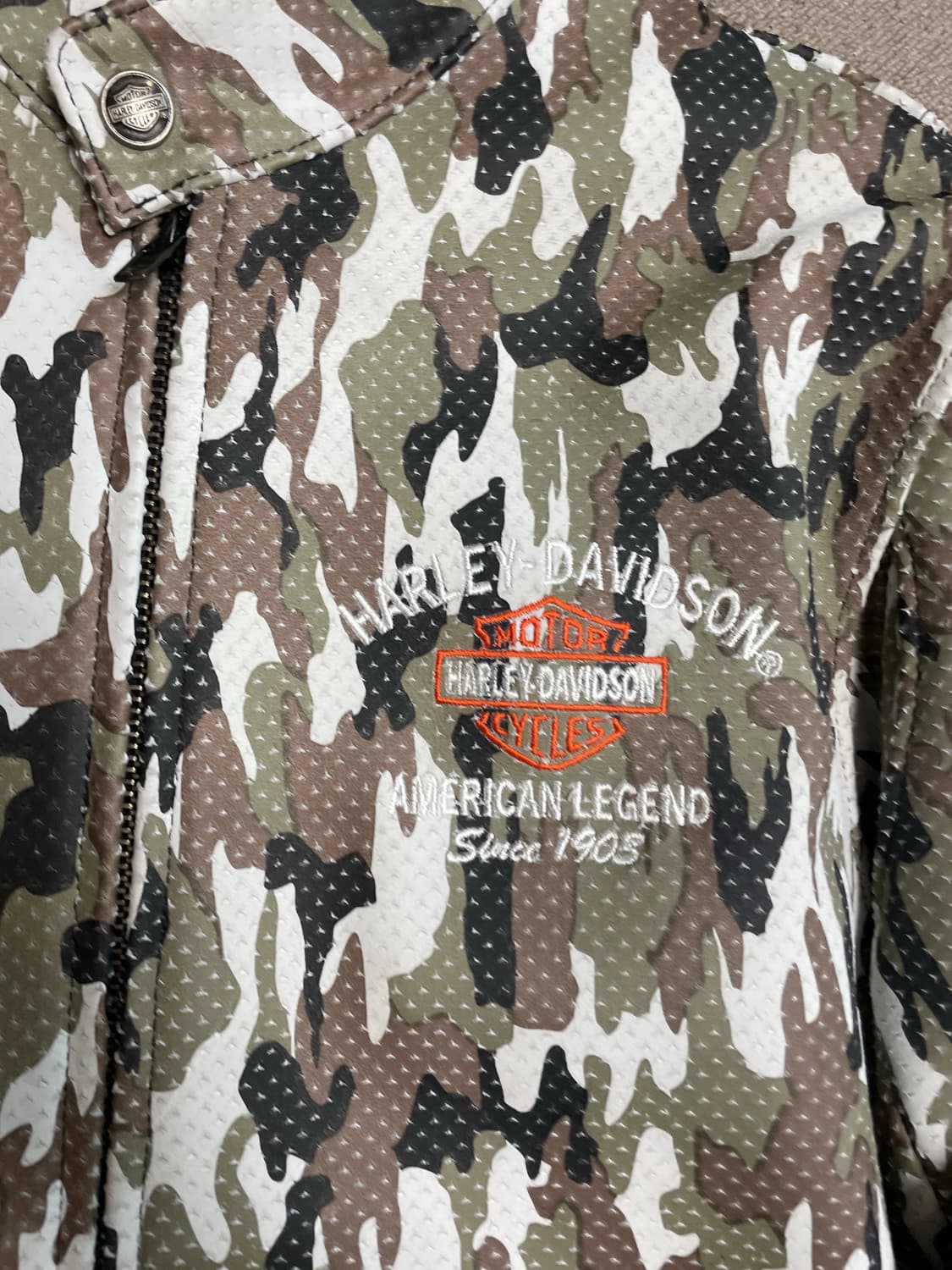 (105) 할리 커스텀 카모 소가죽 리얼레더 라이더자켓 상품이미지6