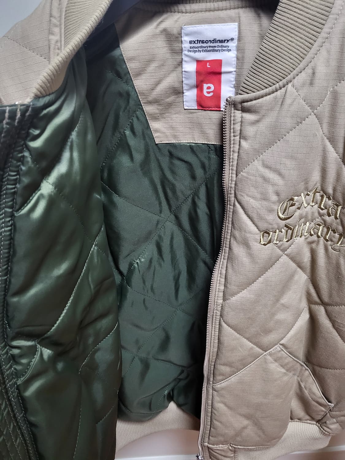 엑스트라오디너리 퀼팅 자켓 점퍼 깔깔이 베이지 카키 상품이미지7