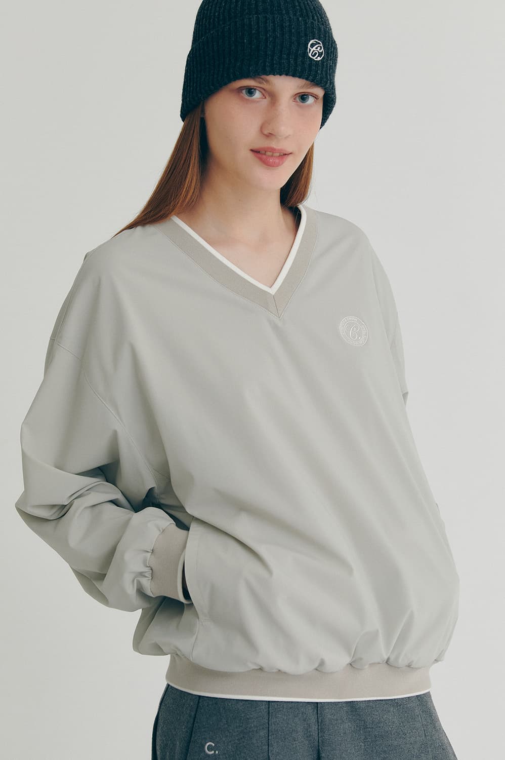 clove클로브 V넥 풀오버 베이지 상품이미지4