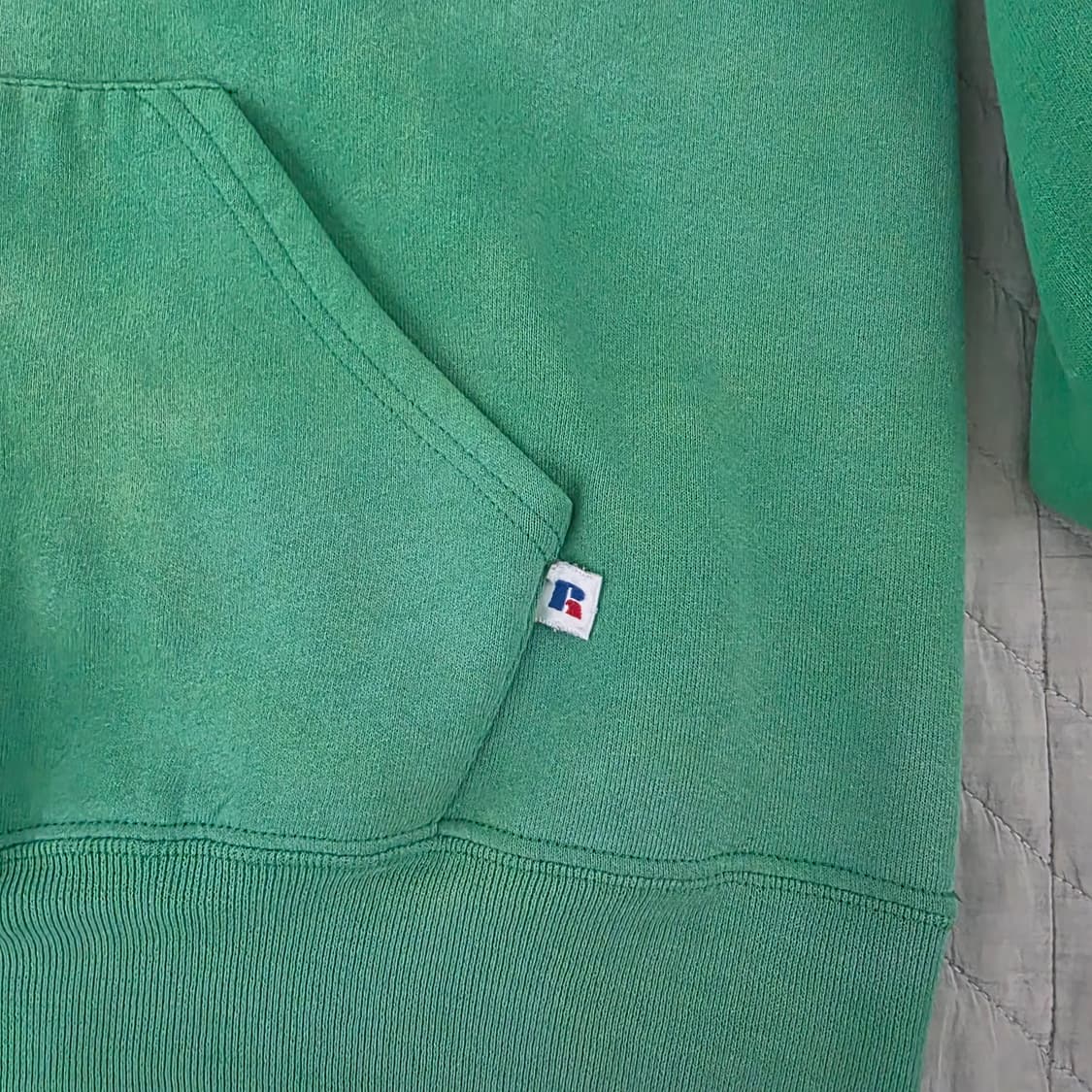 [L] 90s 빈티지 러셀 애슬레틱 라이트 그린 후드티 후디 썬페이드 상품이미지4