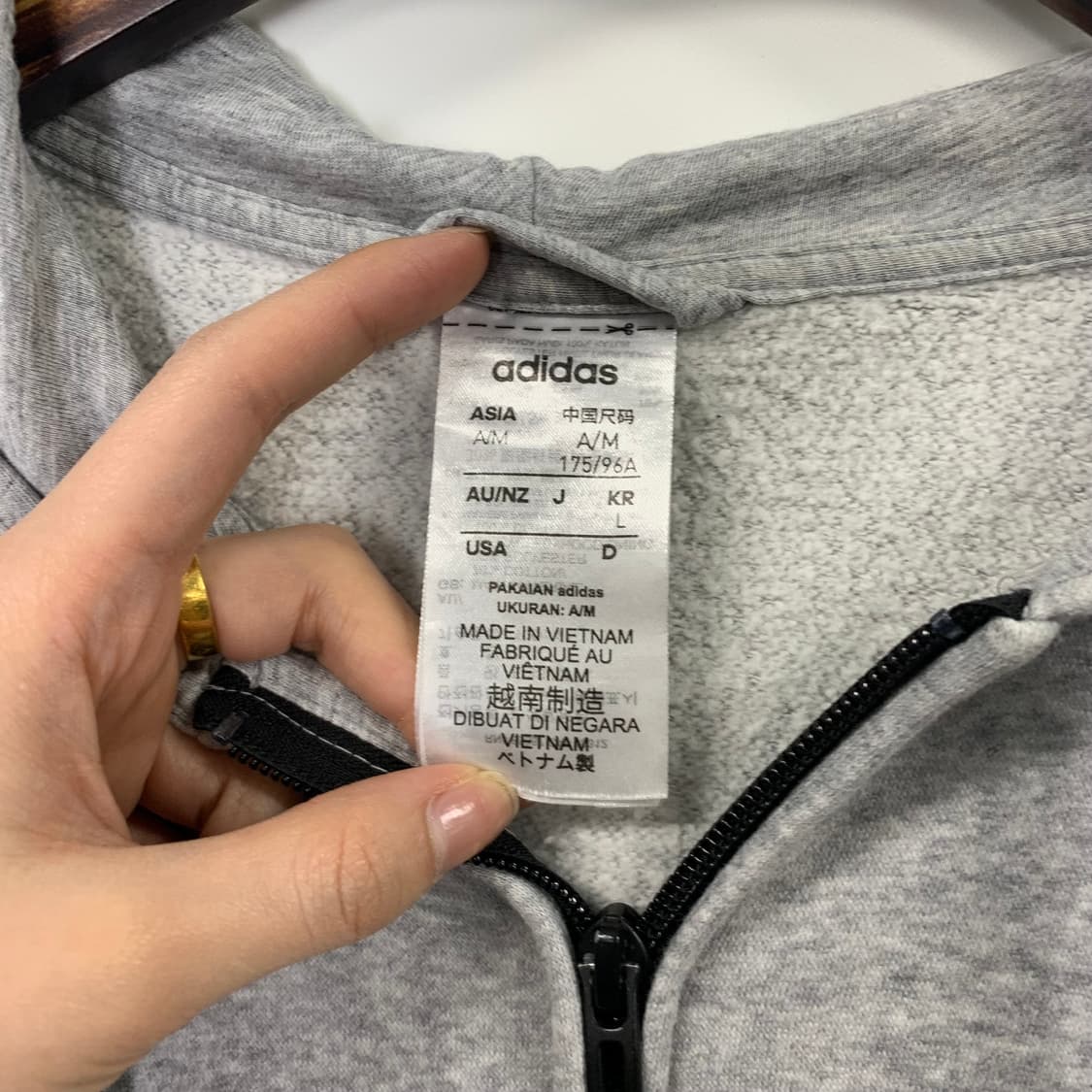 아디다스 사이드라인 그레이 후드집업 상품이미지5