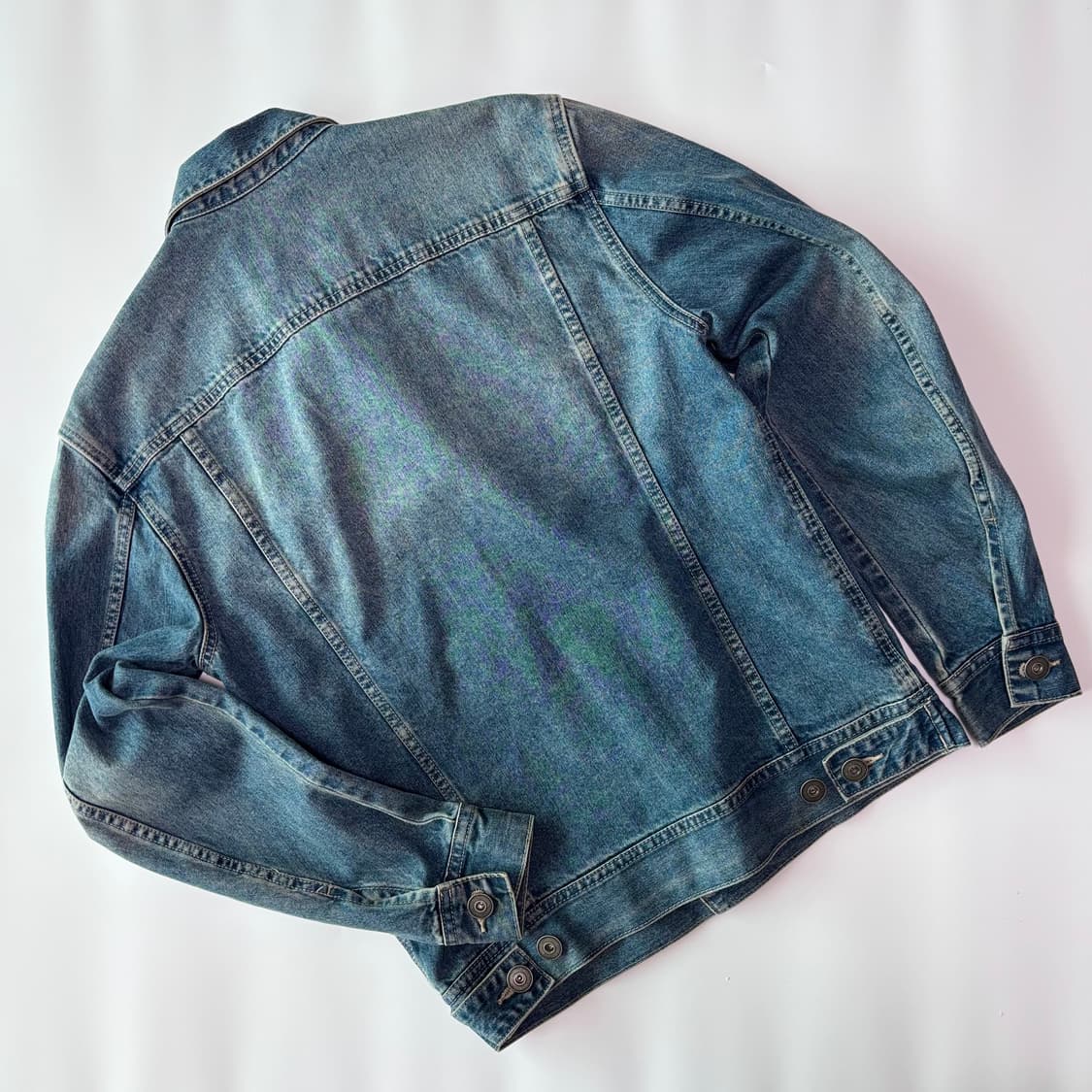 빈티지 워싱 미드 블루 데님 트러커 자켓 상품이미지3