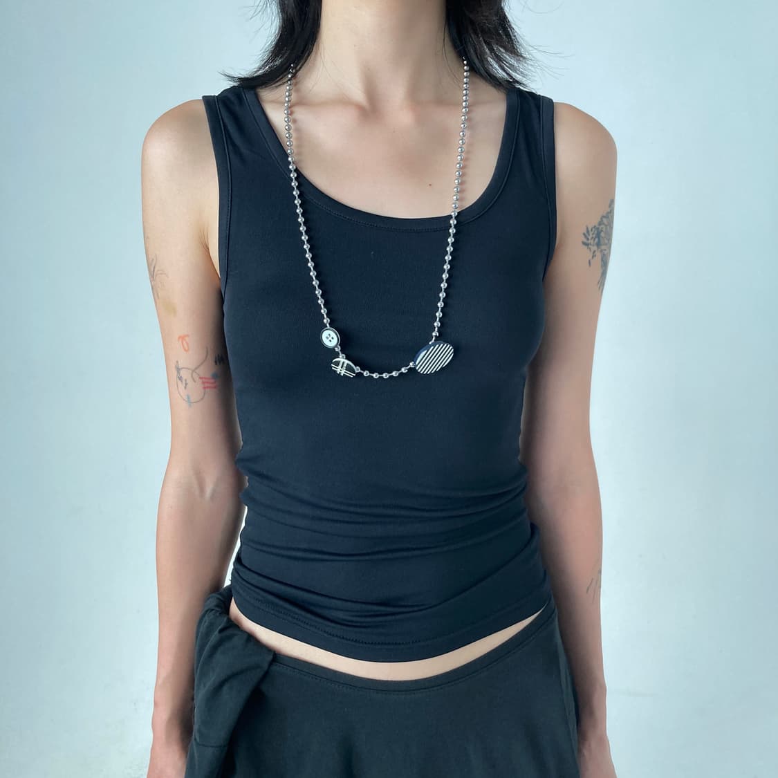 Black button layered necklace 상품이미지3