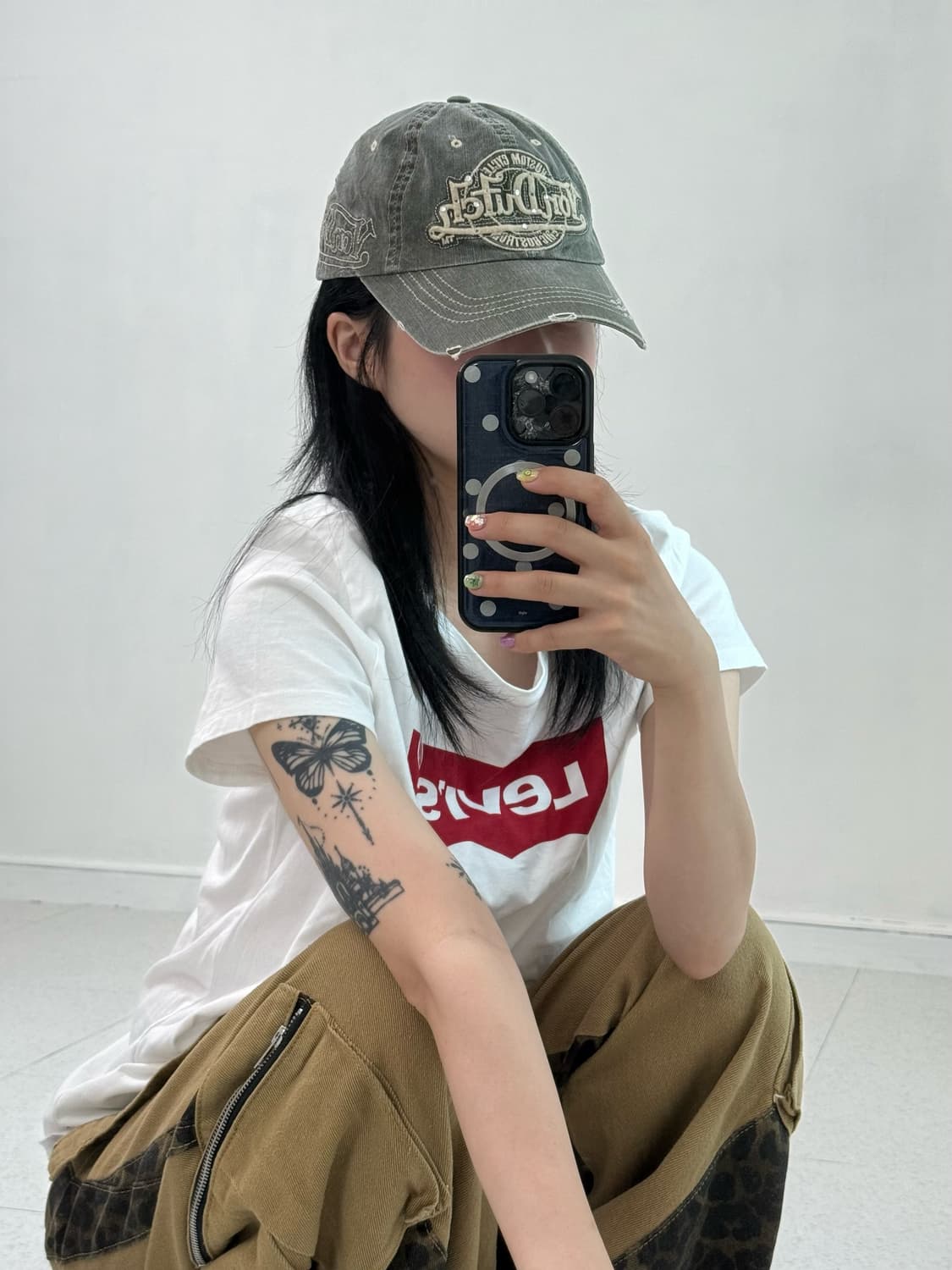 본더치 카키 데미지 큐빅 캡 상품이미지2
