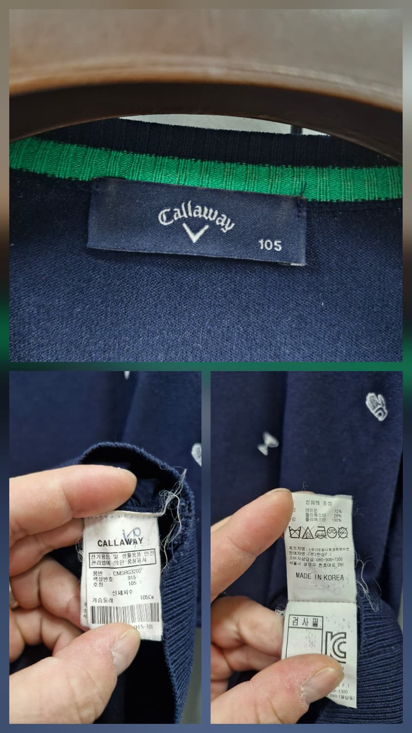 100L 캘러웨이 네이비 골프 패턴 니트. 상품이미지9