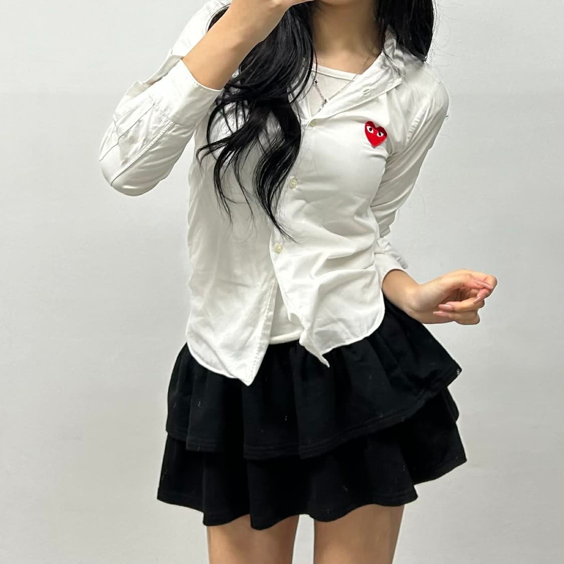 꼼데가르송 하트와펜 화이트 걸즈 셔츠(S) 상품이미지1