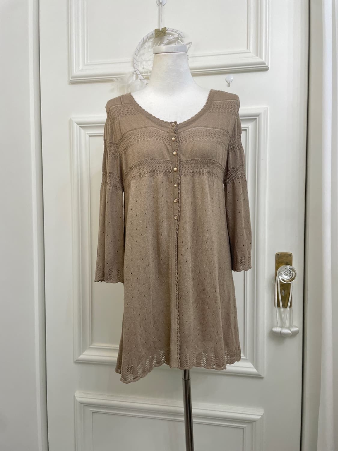 milk brown crochet long cardigan 상품이미지1