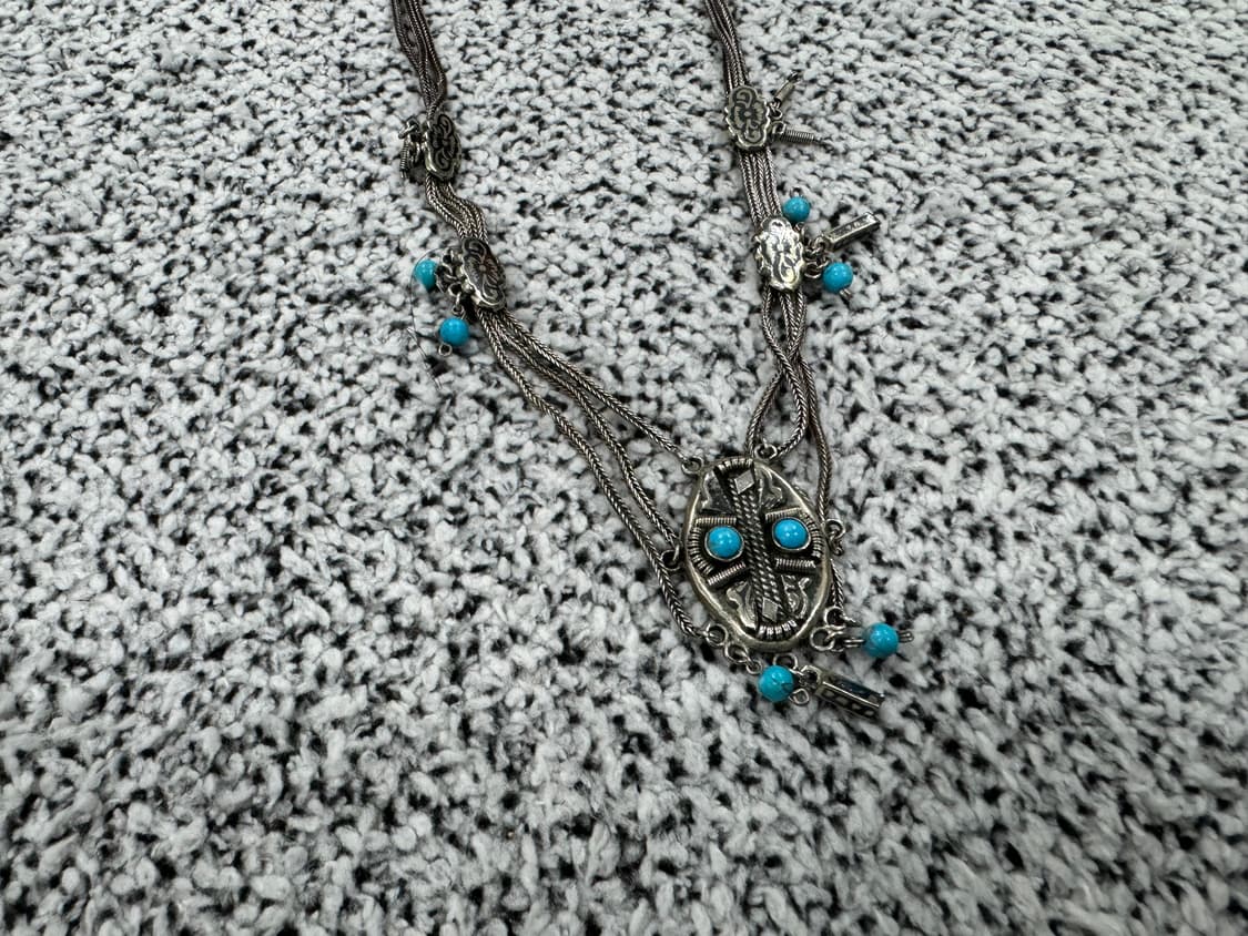 1800년대 터키석 실버목걸이(실착) 상품이미지2