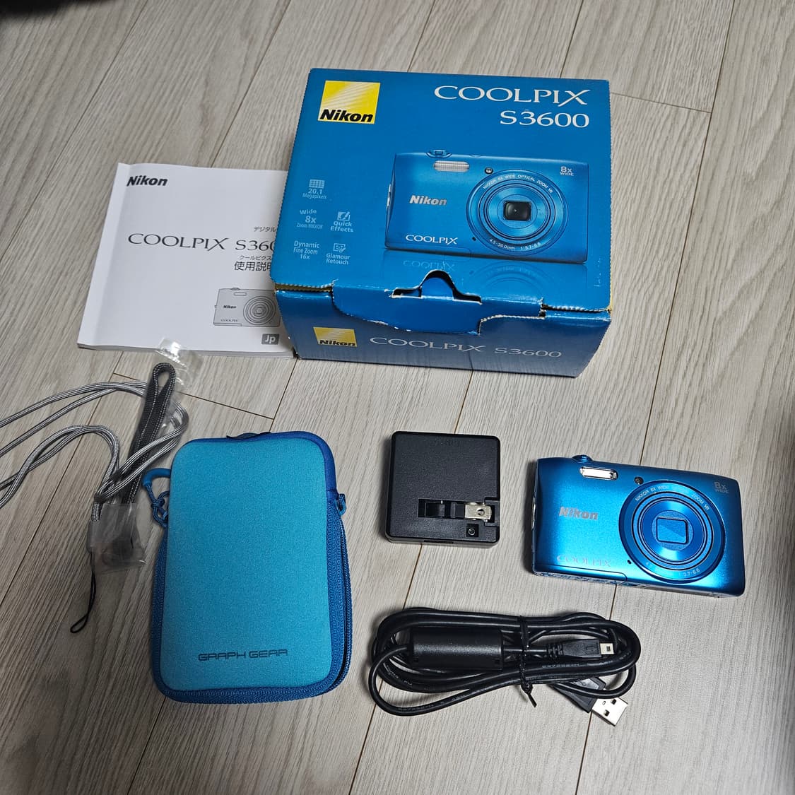 [민트급 박스셋] (에스파 윈터 디카) 니콘 쿨픽스 S3600 블루 디카 상품이미지2