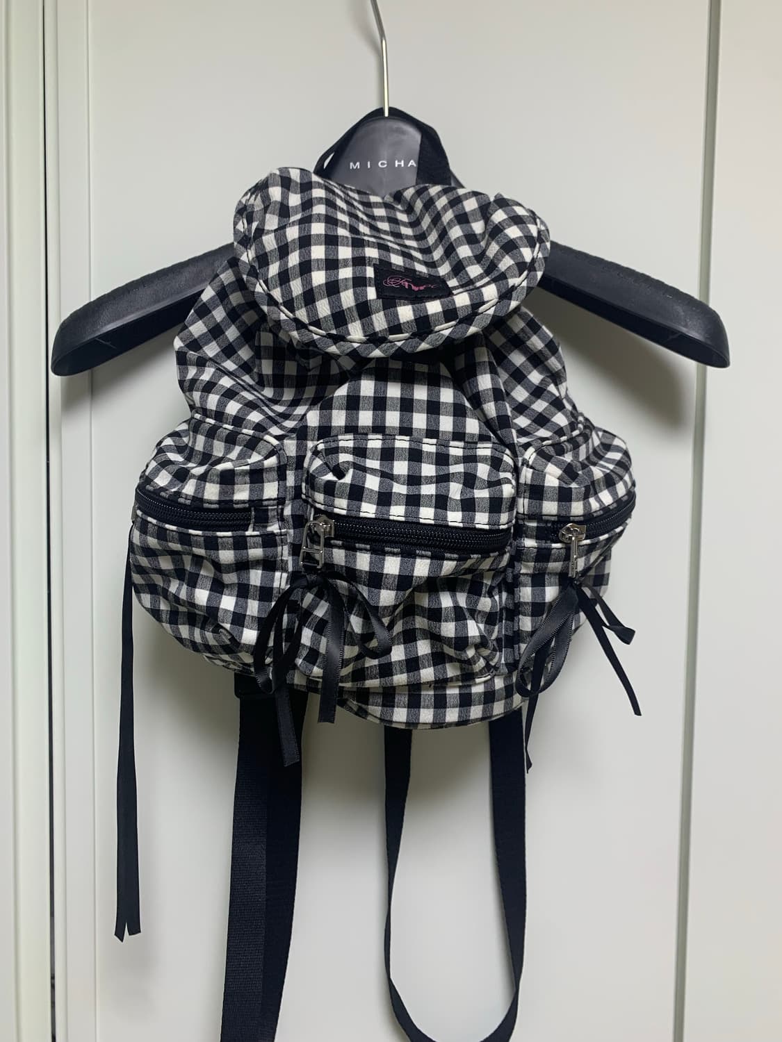 페넥 베리 포켓 백팩 체크 블랙 penec 상품이미지2