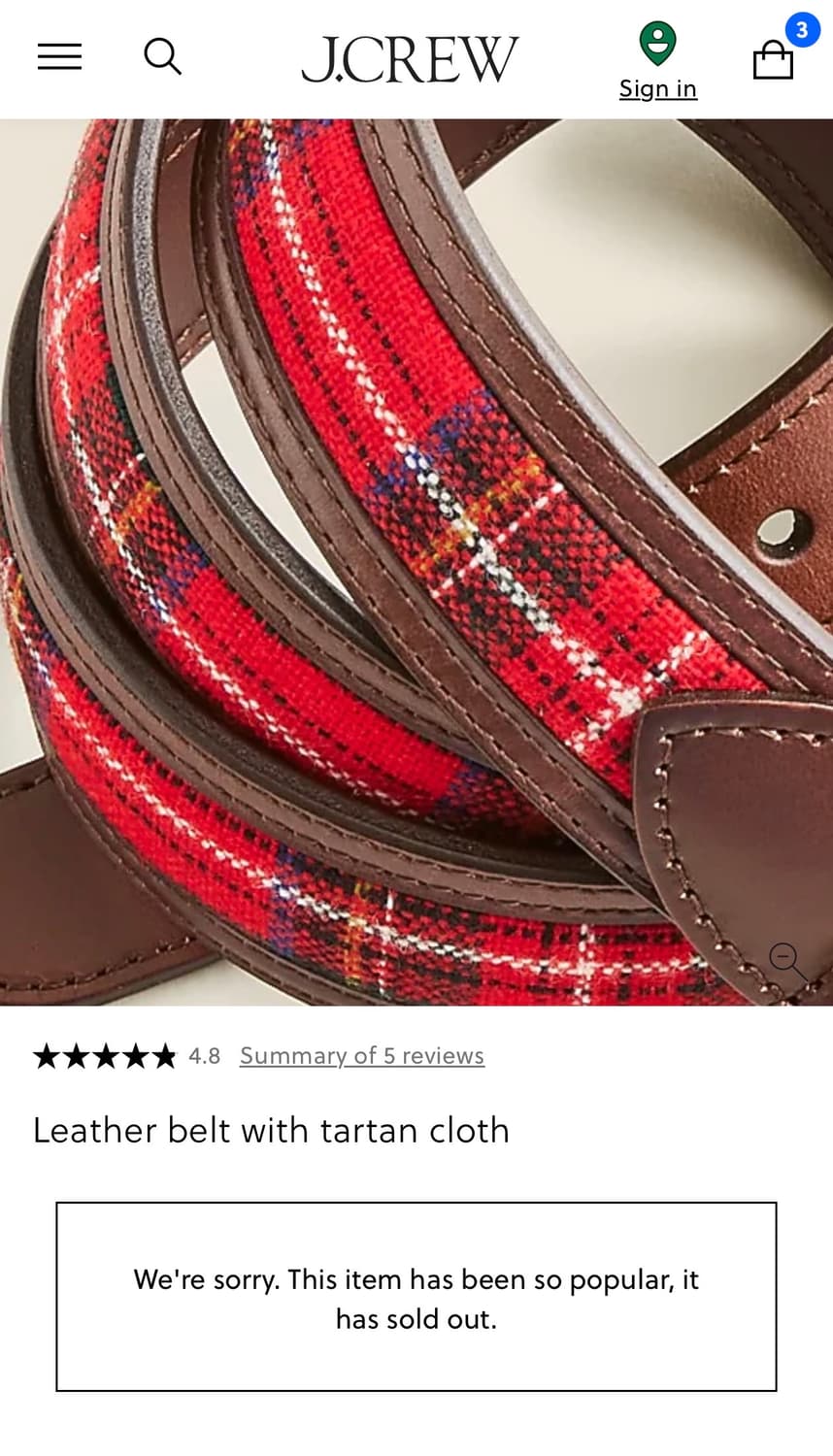 J.CREW x Abraham Moon & Sons 타탄체크 레더 벨트  상품이미지4