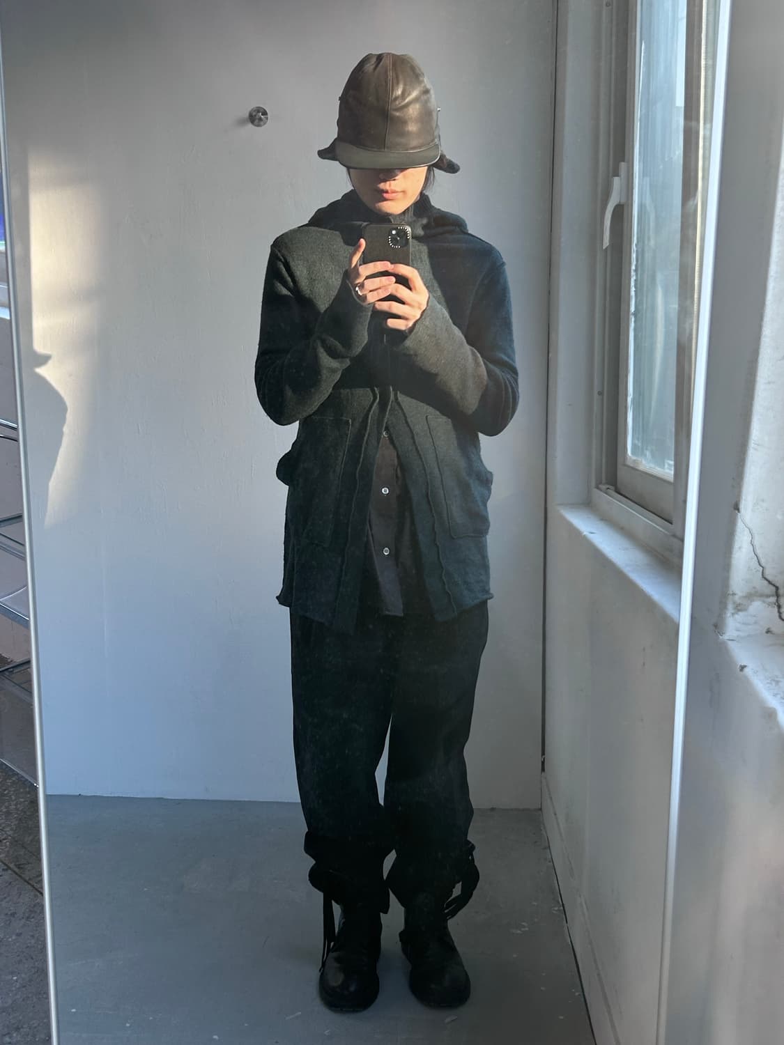 요지야마모토 후드 니트 코트 상품이미지2