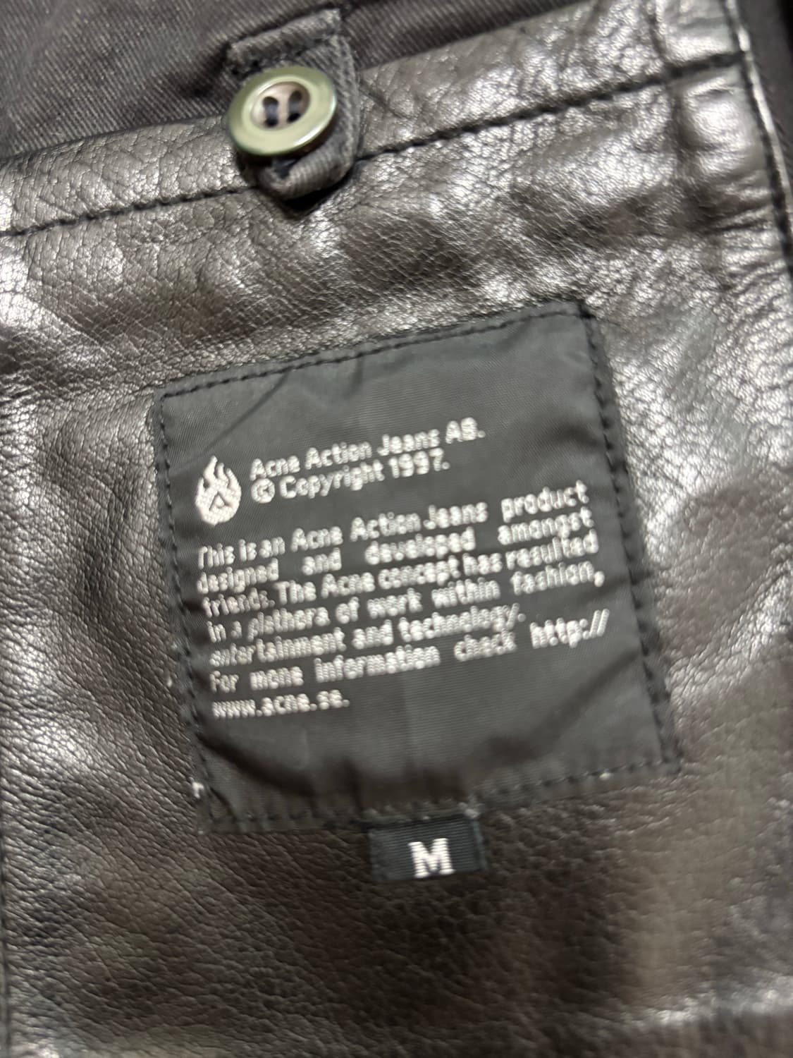 90s Acne action jeans Vintage 가죽 원버튼 자켓 상품이미지8