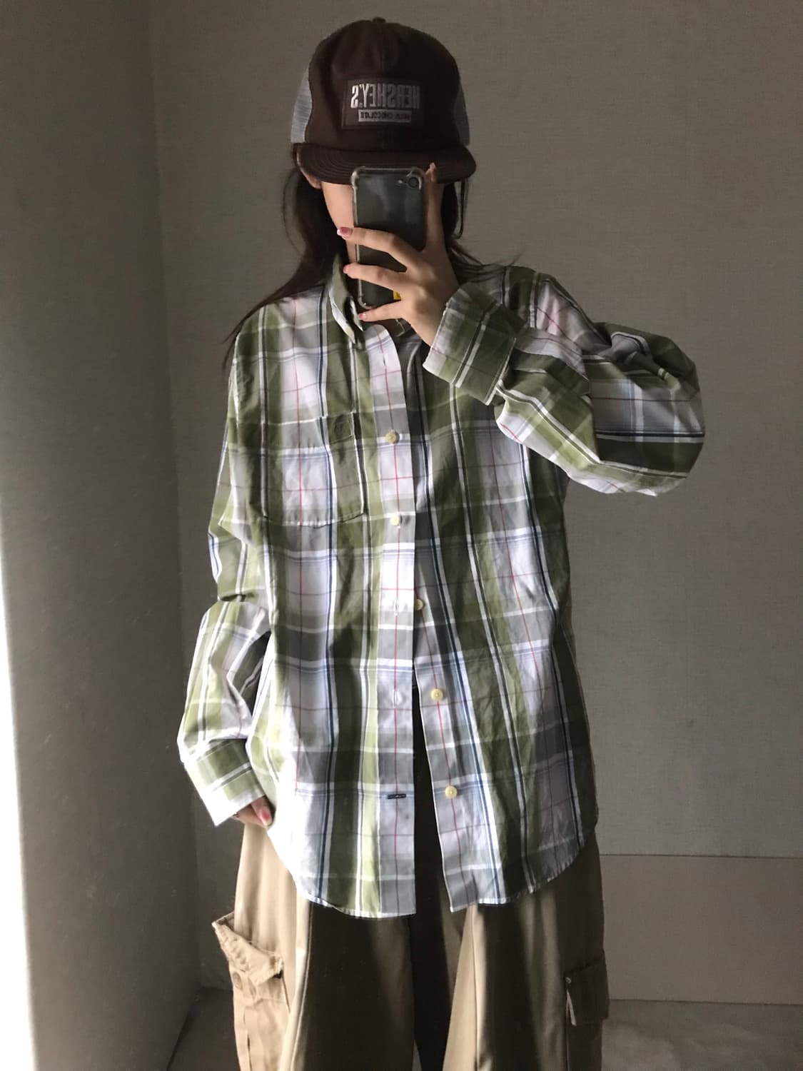 아베크롬비 카키 체크셔츠 상품이미지1