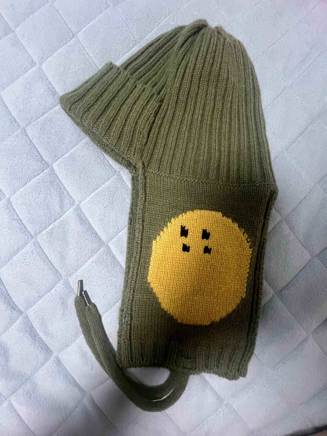 캐피탈 울 레인보위 스마일 게일 캡 비니 카키 상품이미지4