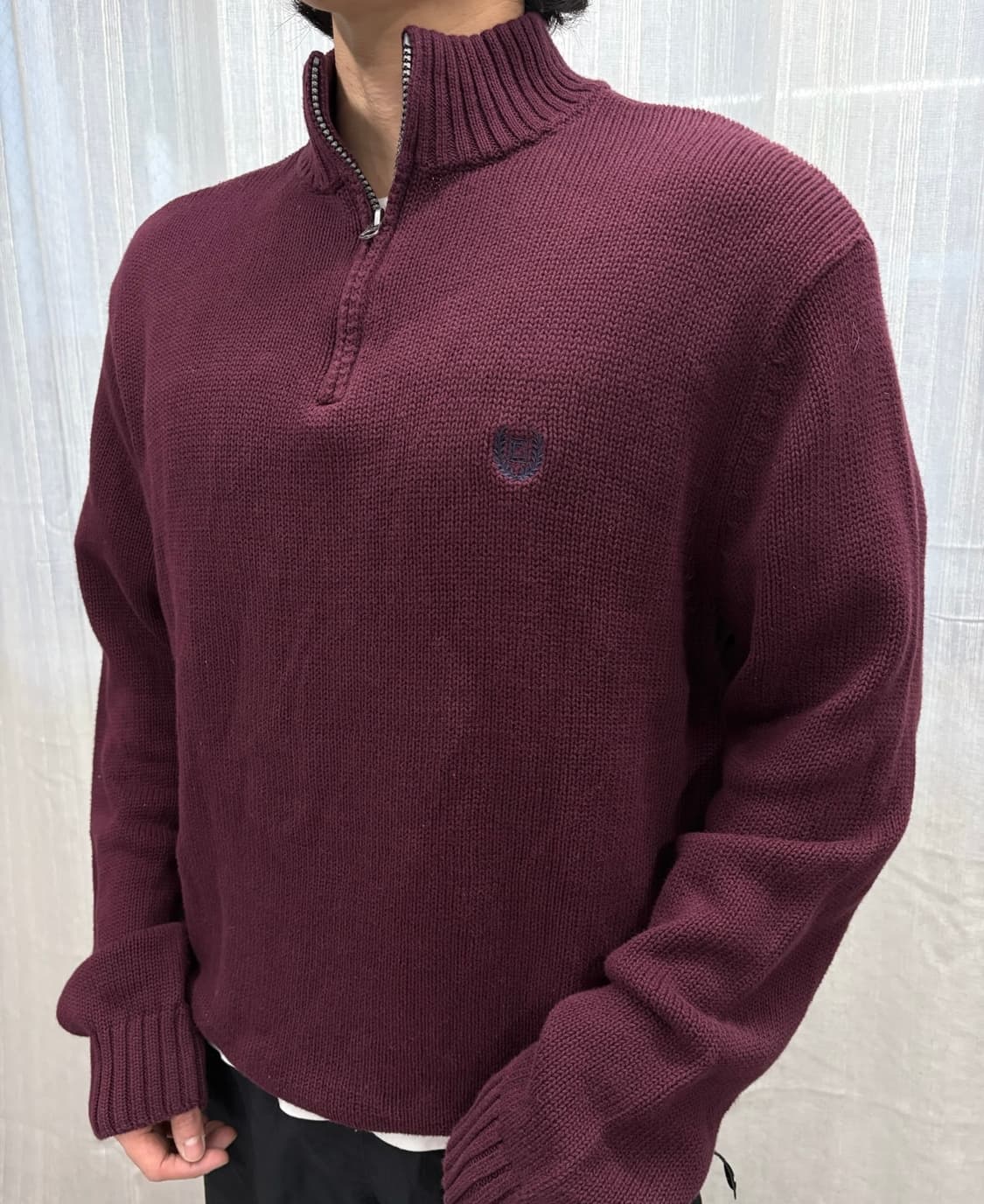 챕스 하프집업 버건디 코튼 니트 스웨터 상품이미지1