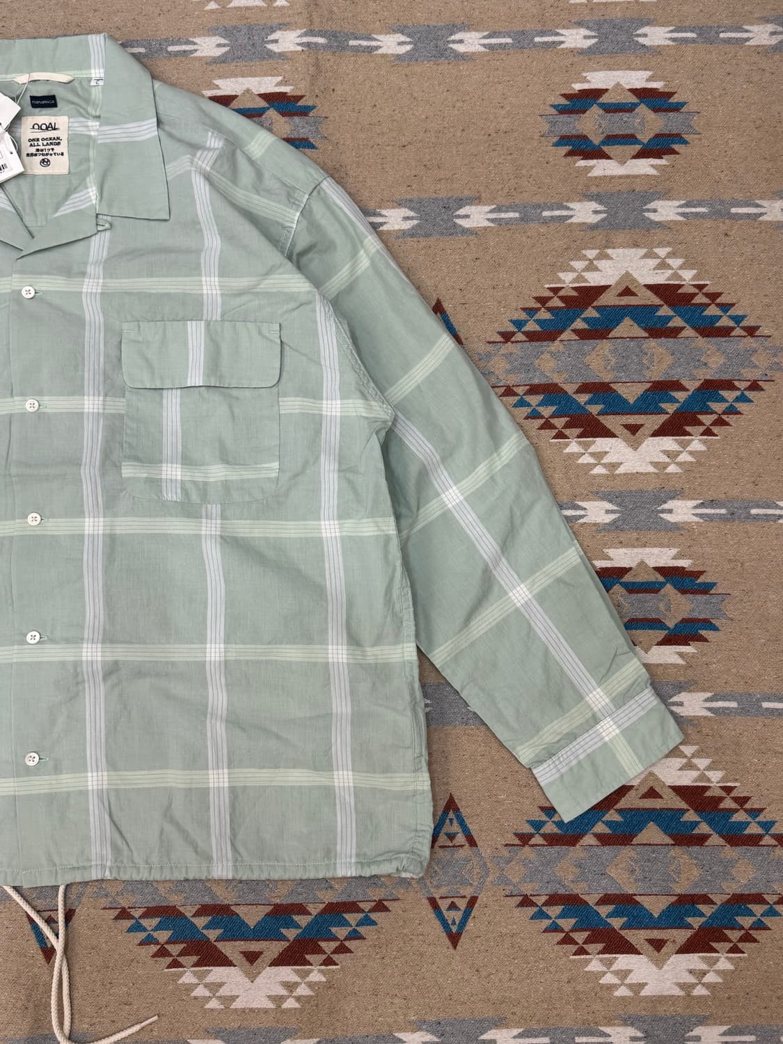 [XL][110] 나나미카 팔라카 체크 셔츠 코랄 그린 상품이미지4