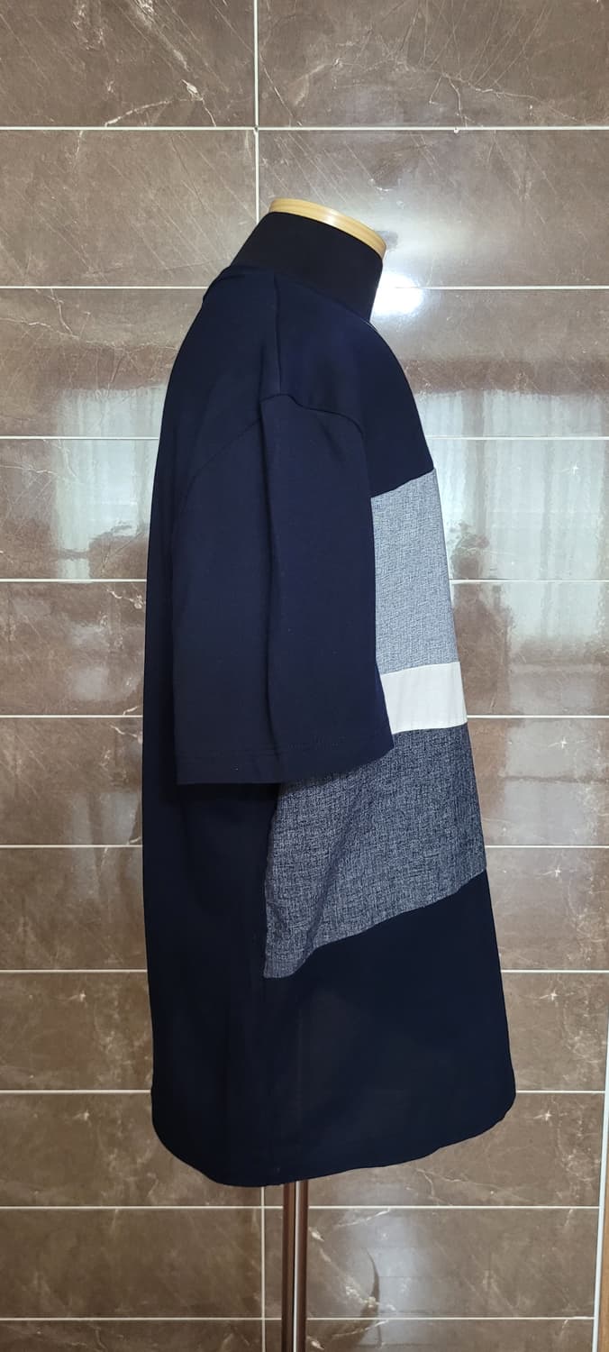 (남성110사이즈)지오지아 네이비 배색 반팔티 상품이미지2