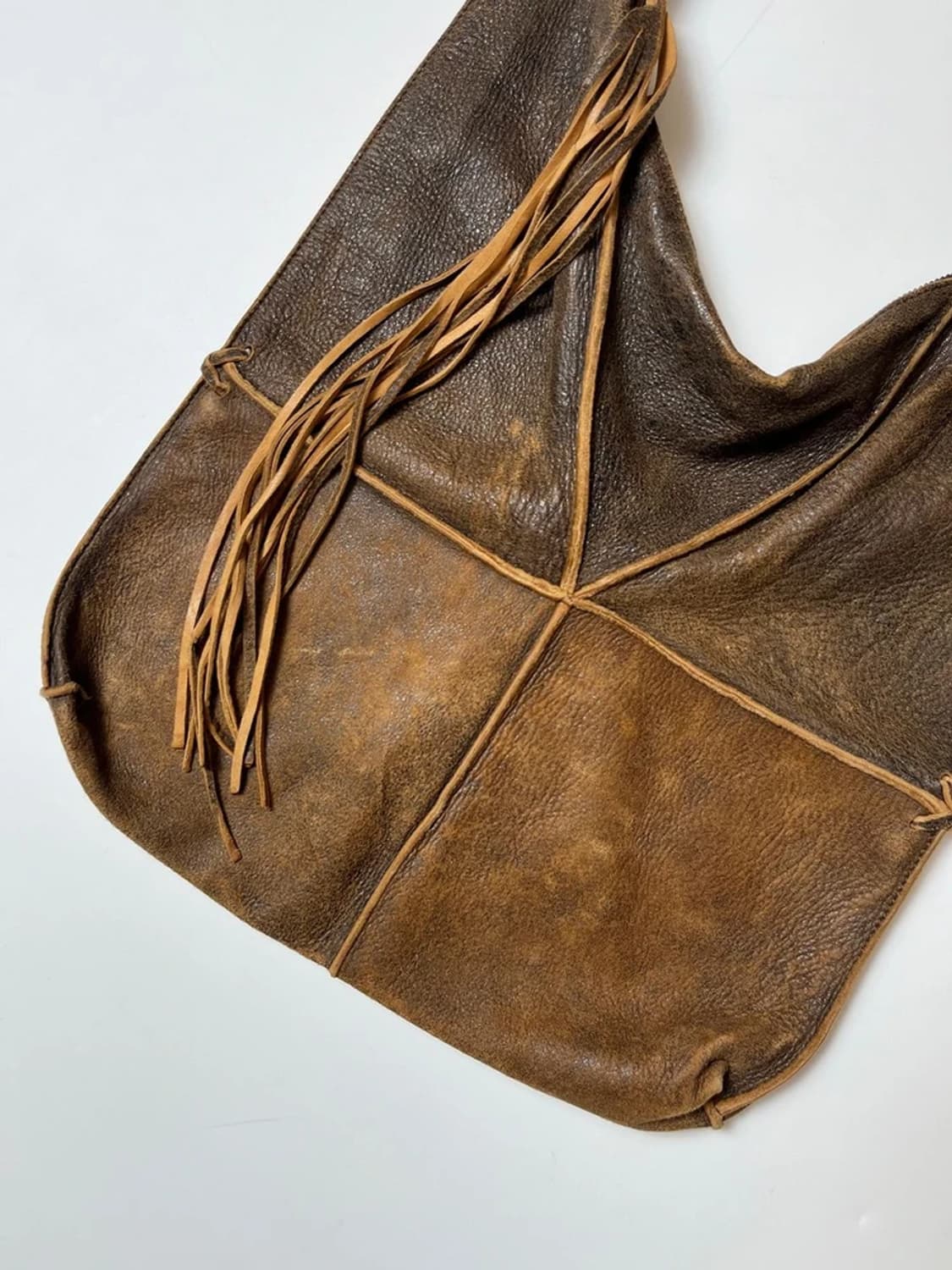 Selected 00's 웨스턴 통 양가죽 숄더백 Q1326 상품이미지4